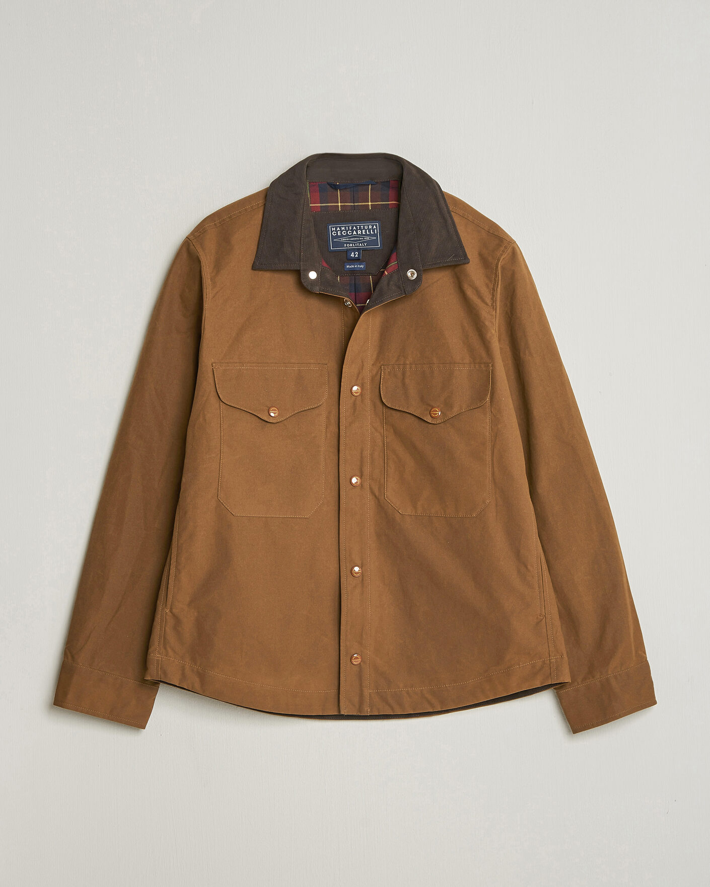 Hombres | Abrigos y chaquetas | Manifattura Ceccarelli | Dry Wax Heavy Shirt Jacket Dark Tan