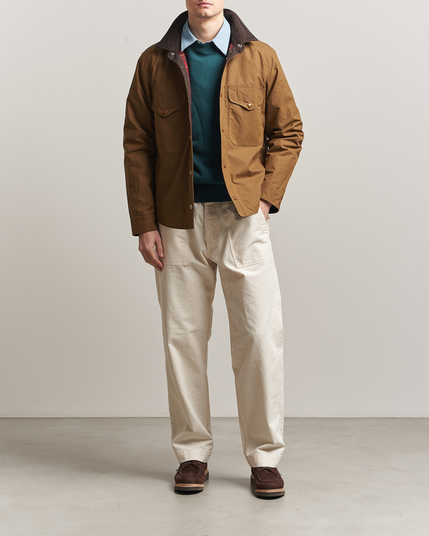 Hombres | Abrigos y chaquetas | Manifattura Ceccarelli | Dry Wax Heavy Shirt Jacket Dark Tan