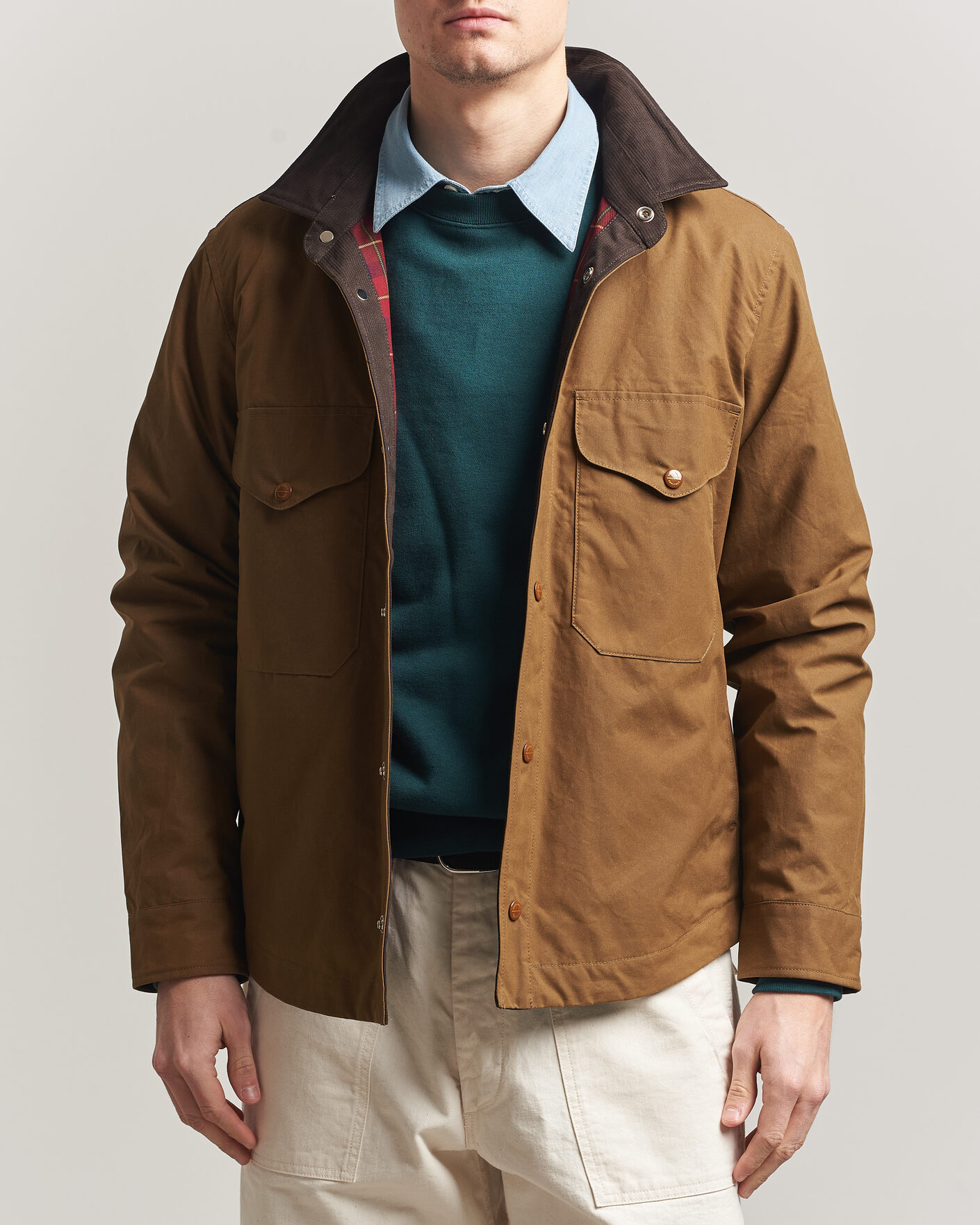 Hombres | Abrigos y chaquetas | Manifattura Ceccarelli | Dry Wax Heavy Shirt Jacket Dark Tan