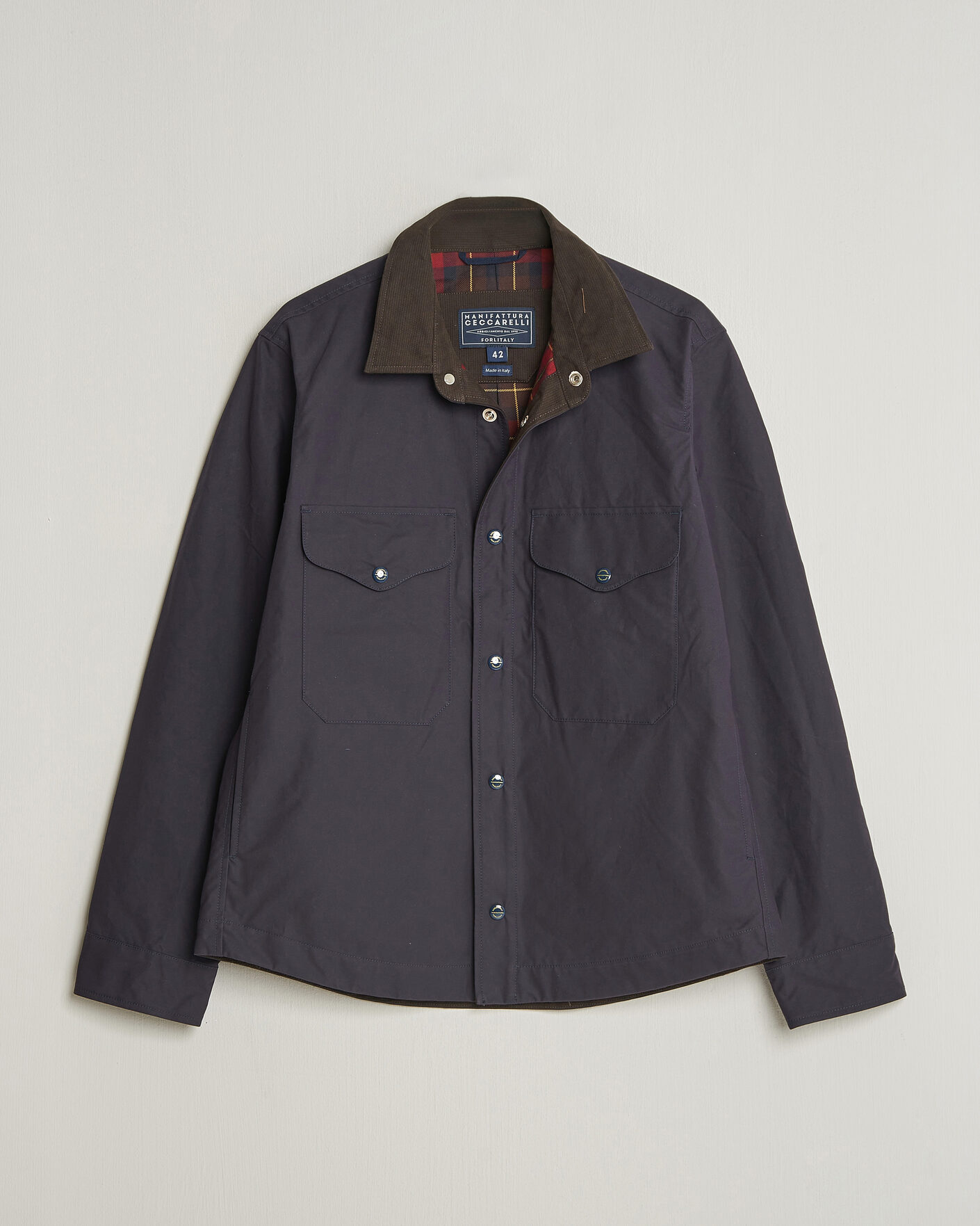 Hombres | Abrigos y chaquetas | Manifattura Ceccarelli | Dry Wax Heavy Shirt Jacket Navy