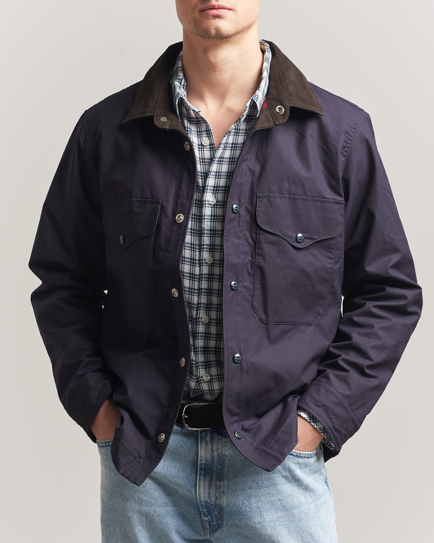 Hombres | Abrigos y chaquetas | Manifattura Ceccarelli | Dry Wax Heavy Shirt Jacket Navy