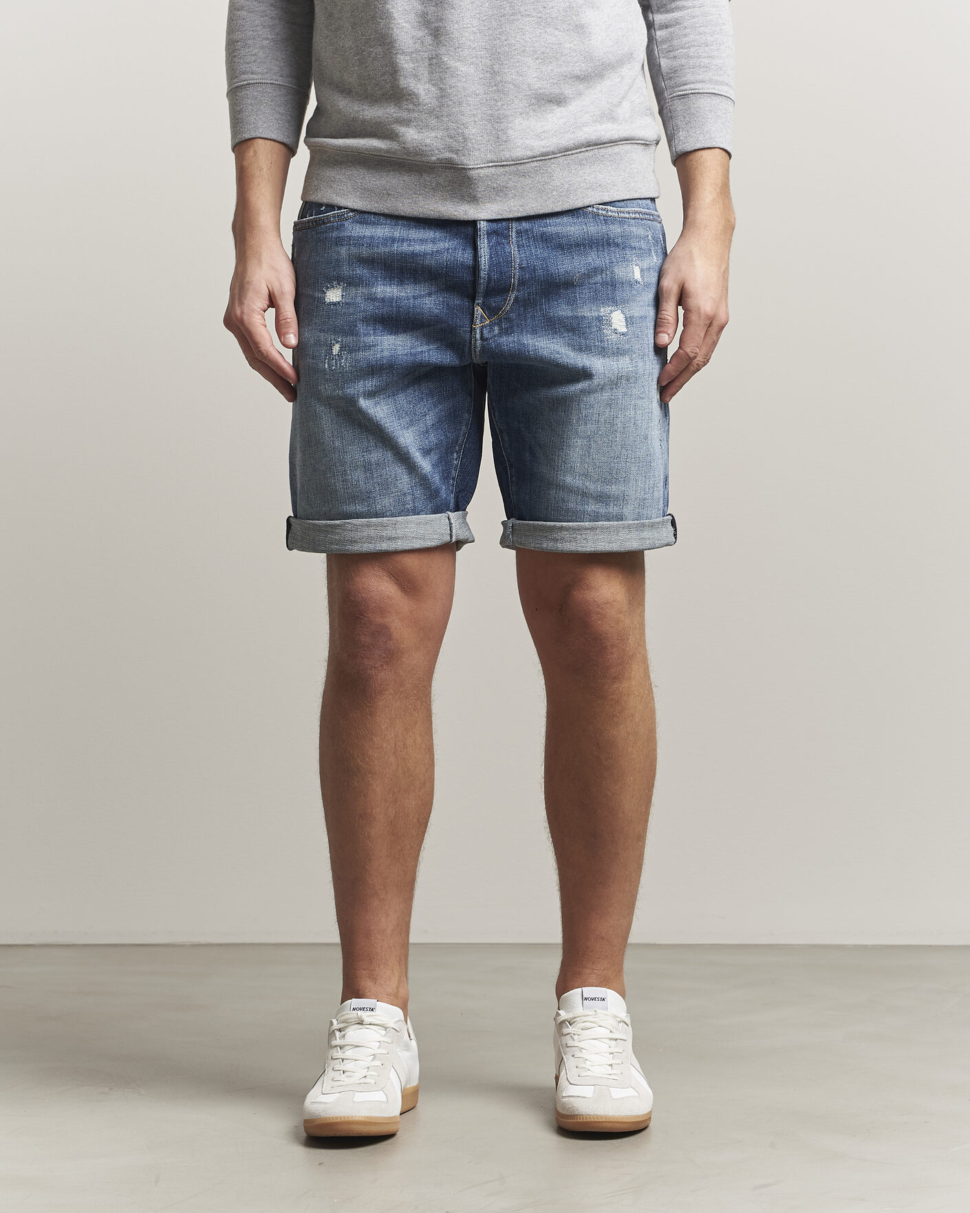 Hombres | Pantalones cortos | Replay | RBJ981 Shredded Denim Shorts Medium Blue