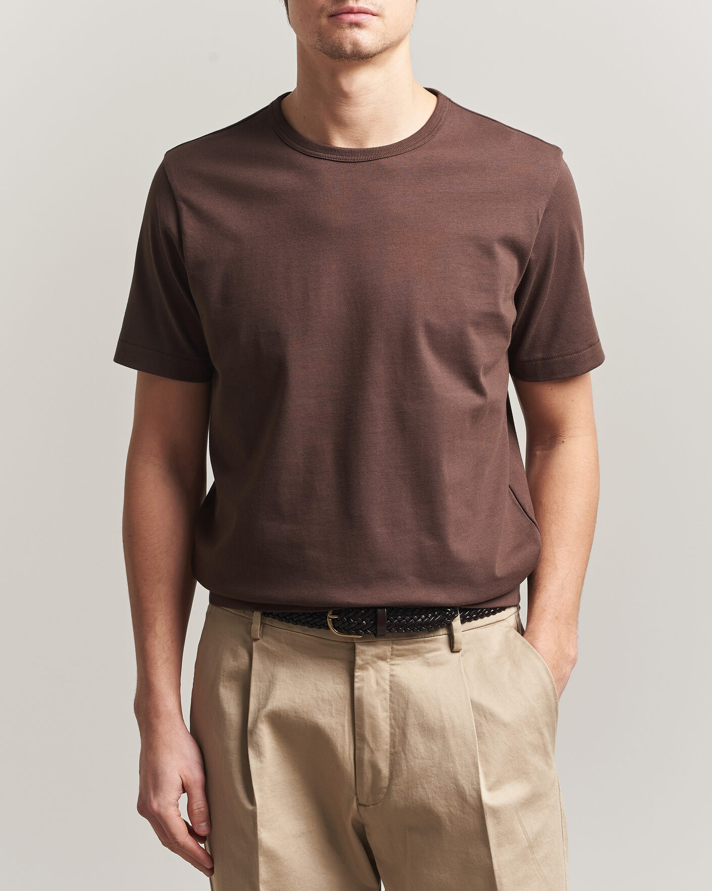 Hombres | Camisetas | Merz b. Schwanen | Classic Fit Sturdy Loopwheeled T-Shirt Chocolate