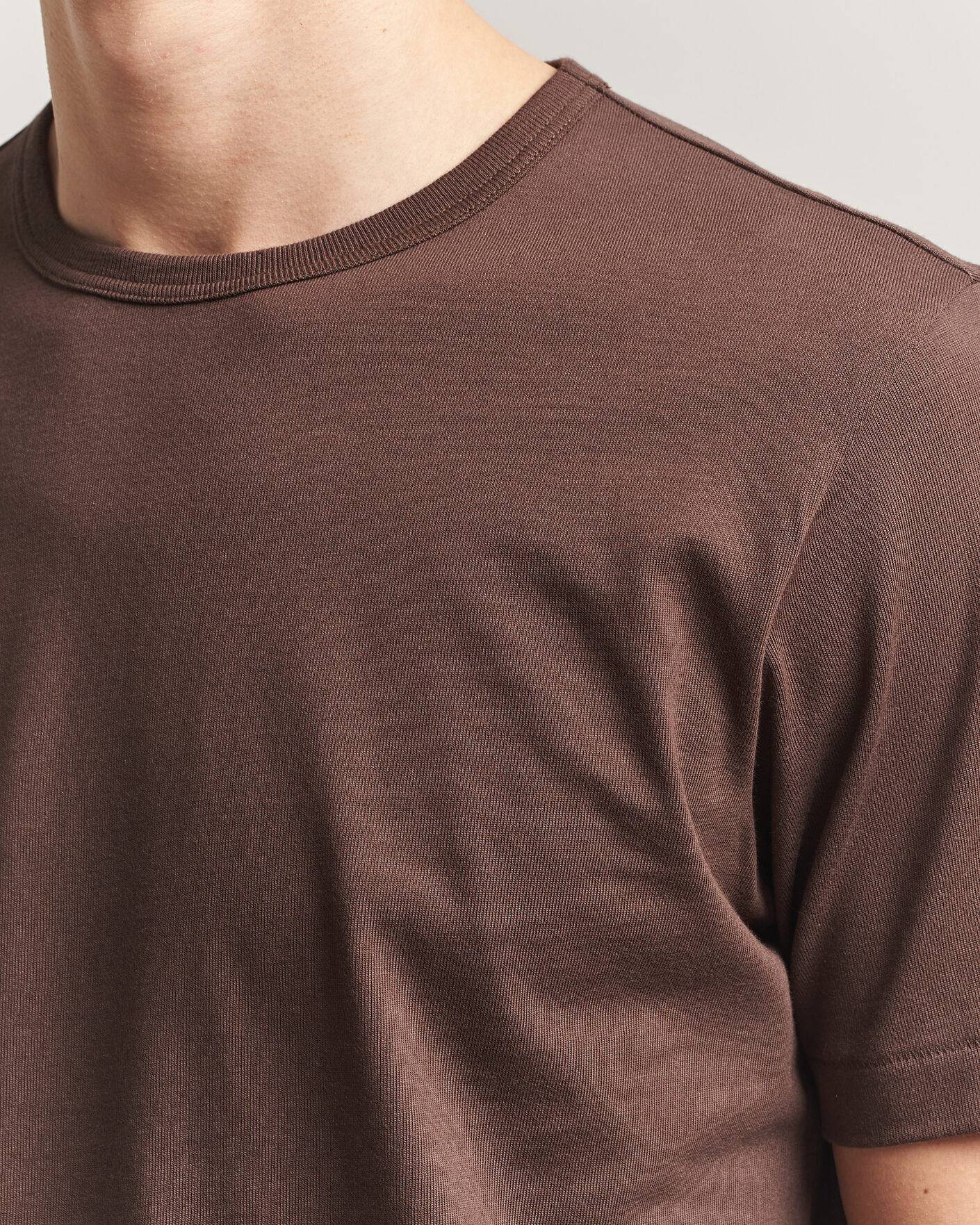 Hombres | Camisetas | Merz b. Schwanen | Classic Fit Sturdy Loopwheeled T-Shirt Chocolate