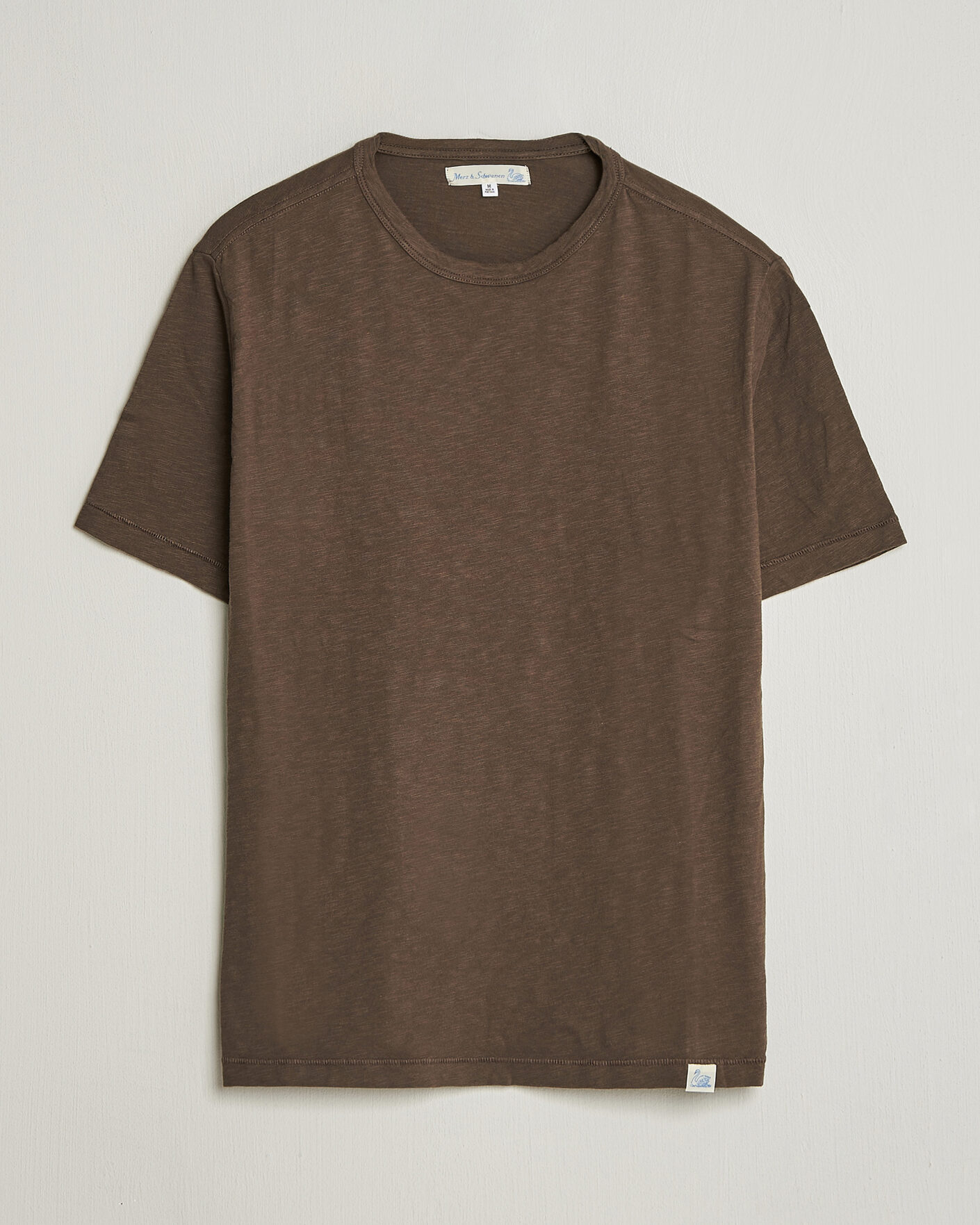 Hombres | Camisetas | Merz b. Schwanen | Organic Pima Cotton Slub Crew Neck T-Shirt Chocolate
