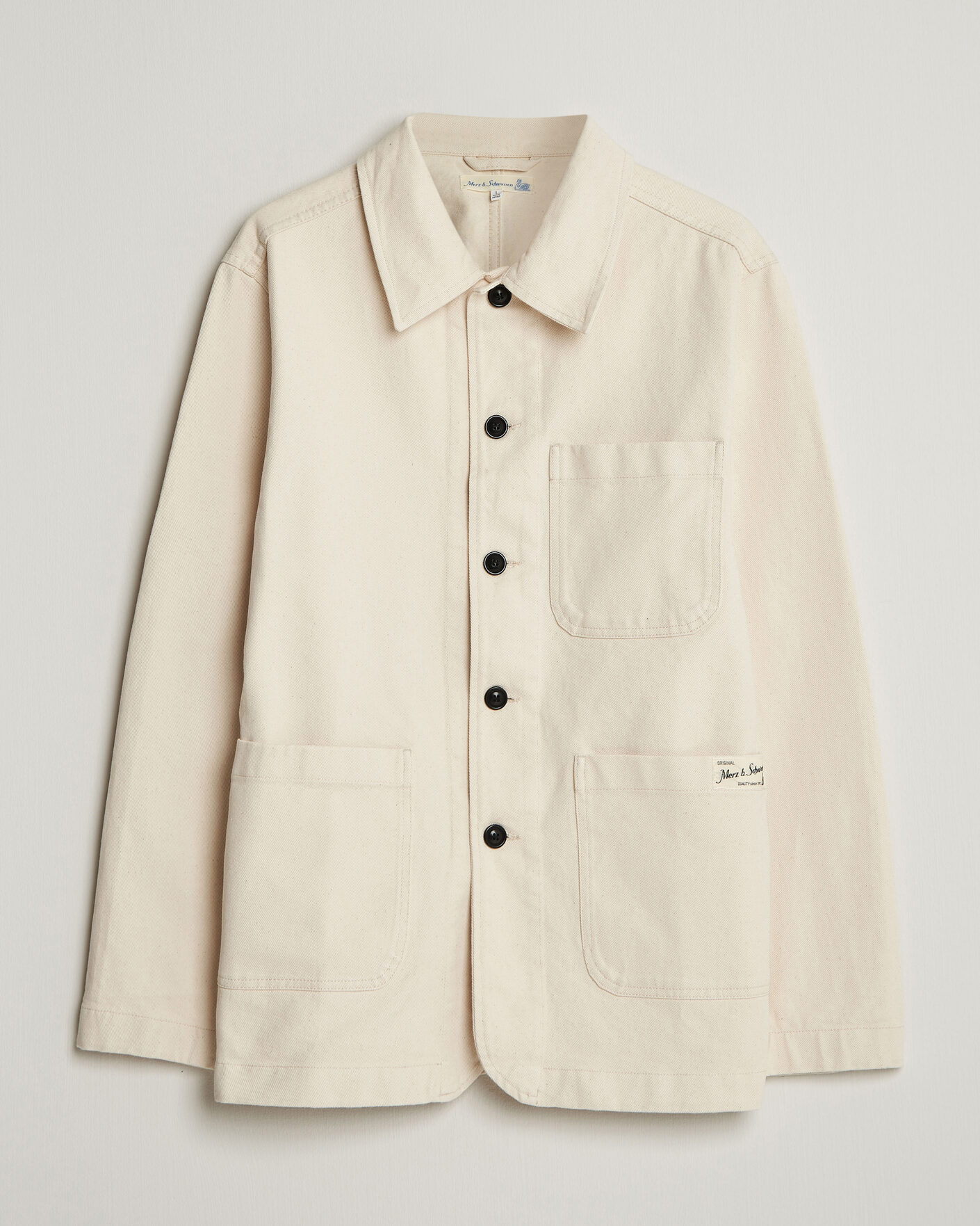 Hombres | Camisas | Merz b. Schwanen | Worker Cotton Twill Overshirt Nature