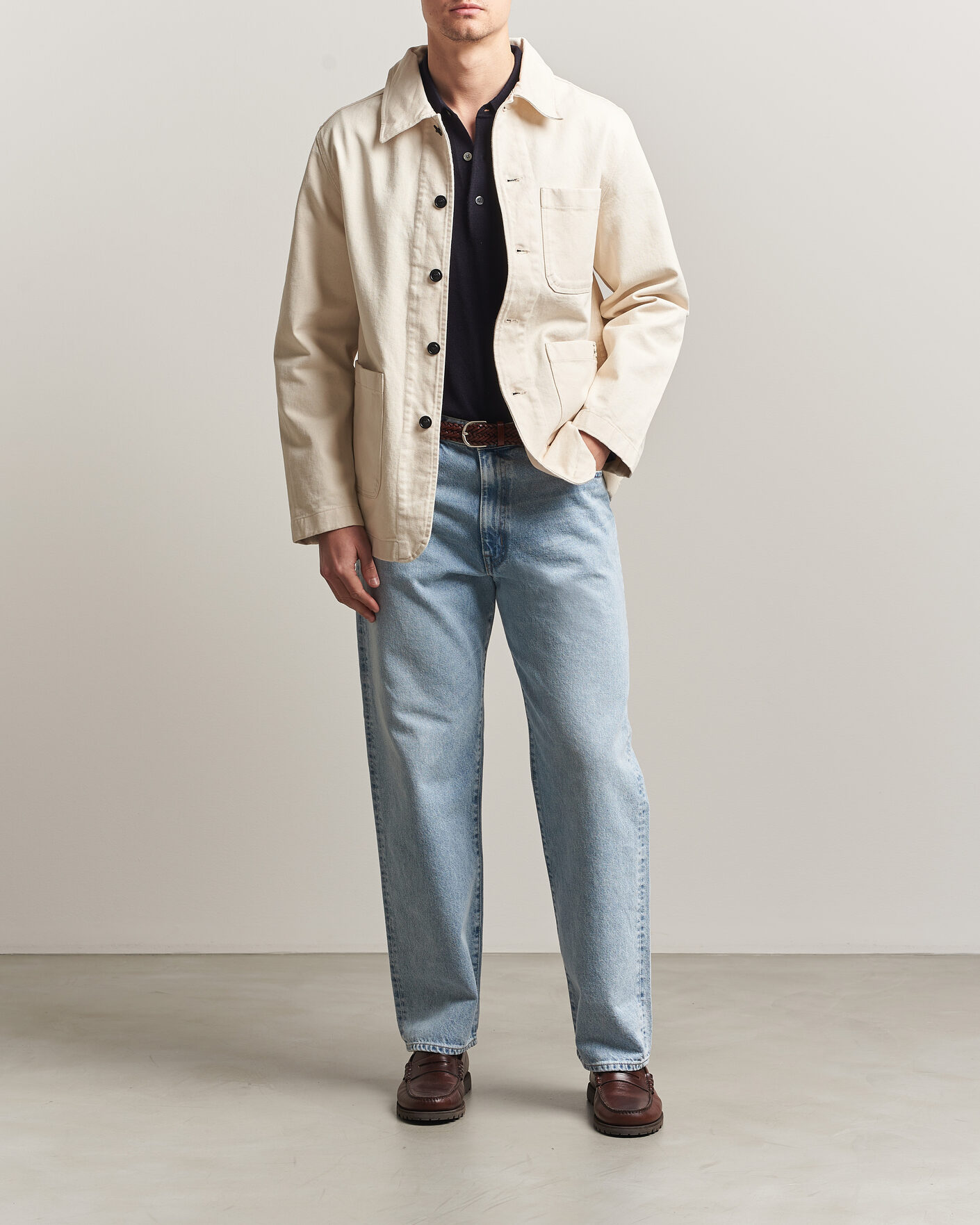 Hombres | Camisas | Merz b. Schwanen | Worker Cotton Twill Overshirt Nature