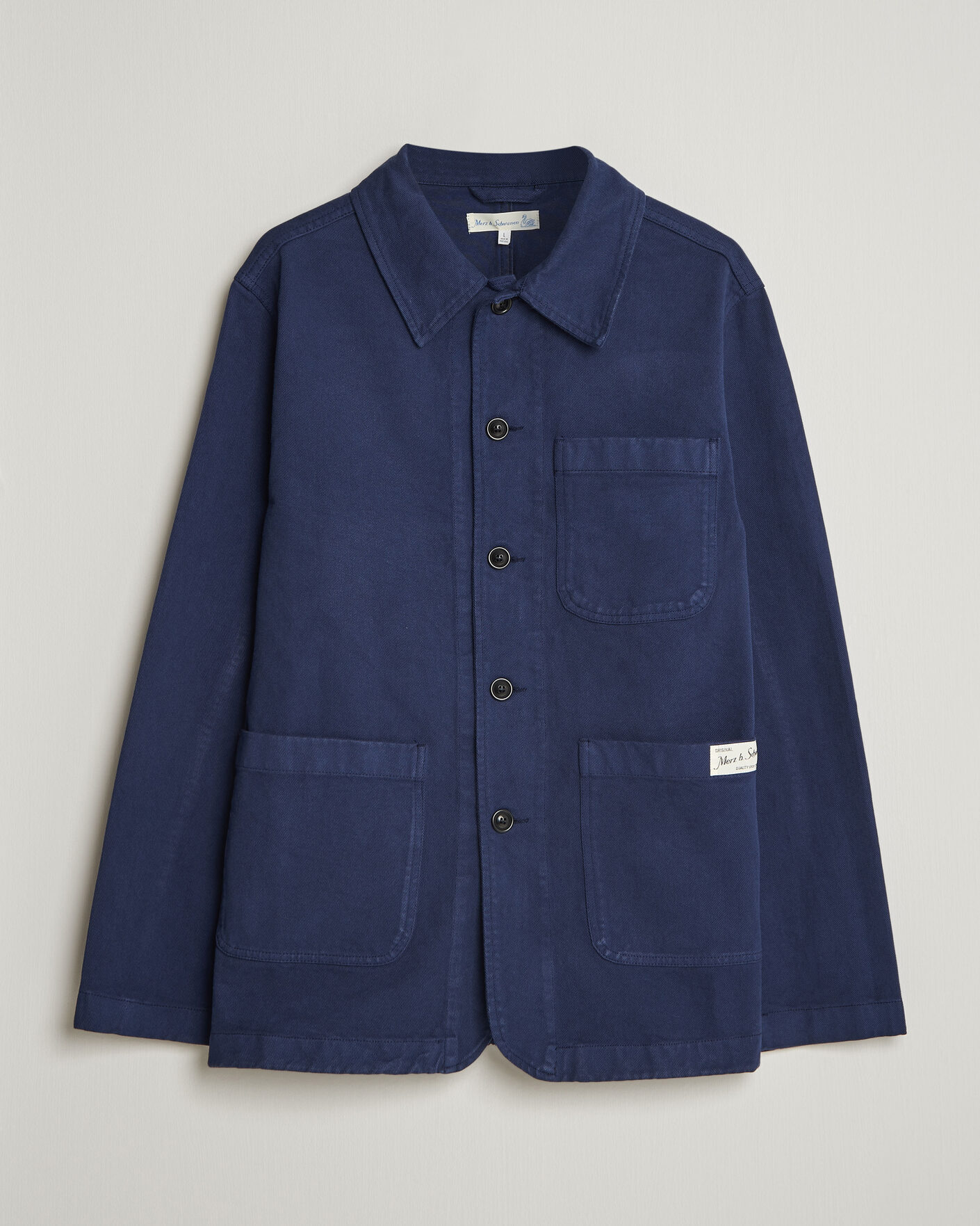 Hombres | Camisas | Merz b. Schwanen | Worker Cotton Twill Overshirt Ink Blue
