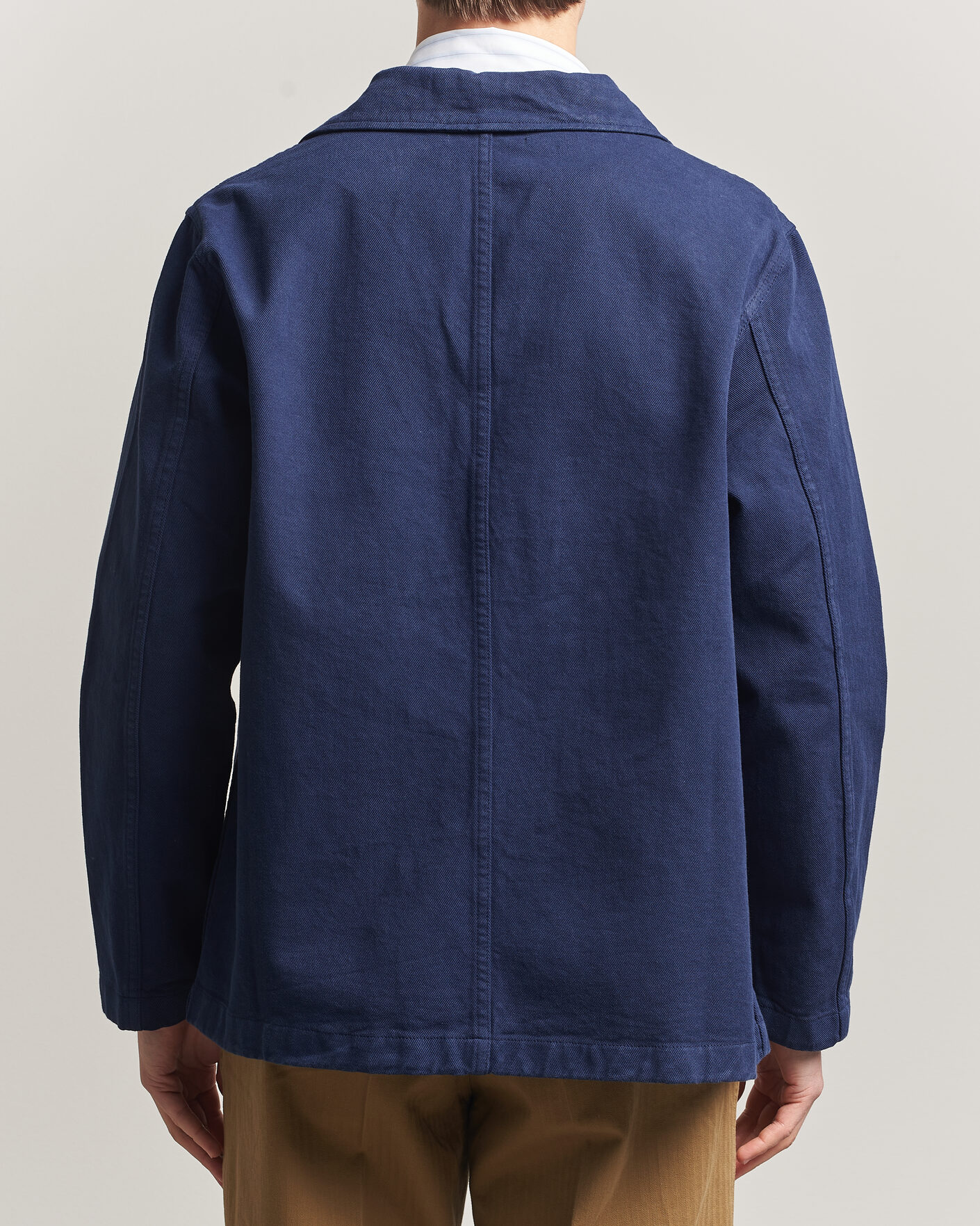 Hombres | Camisas | Merz b. Schwanen | Worker Cotton Twill Overshirt Ink Blue