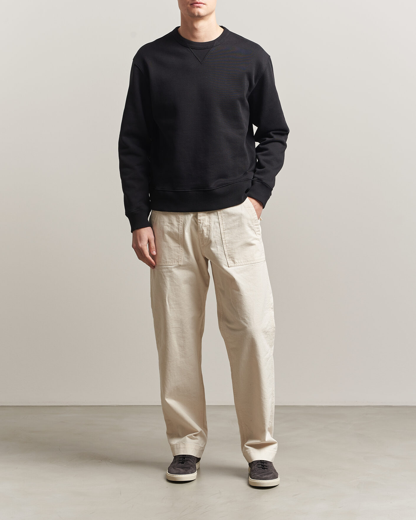 Hombres | Jerséis y prendas de punto | Merz b. Schwanen | Classic Fit Authentic Fleece Sweatshirt Black