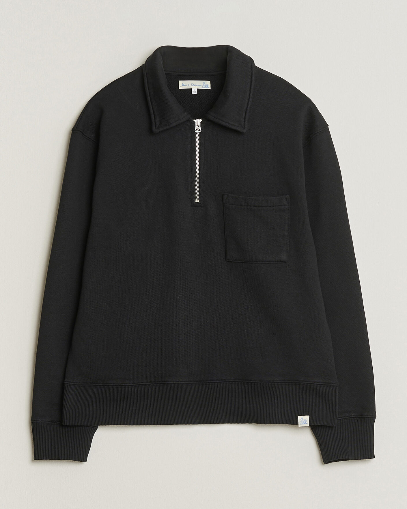 Hombres | Jerséis y prendas de punto | Merz b. Schwanen | Classic Fit Authentic Fleece Half Zip Black