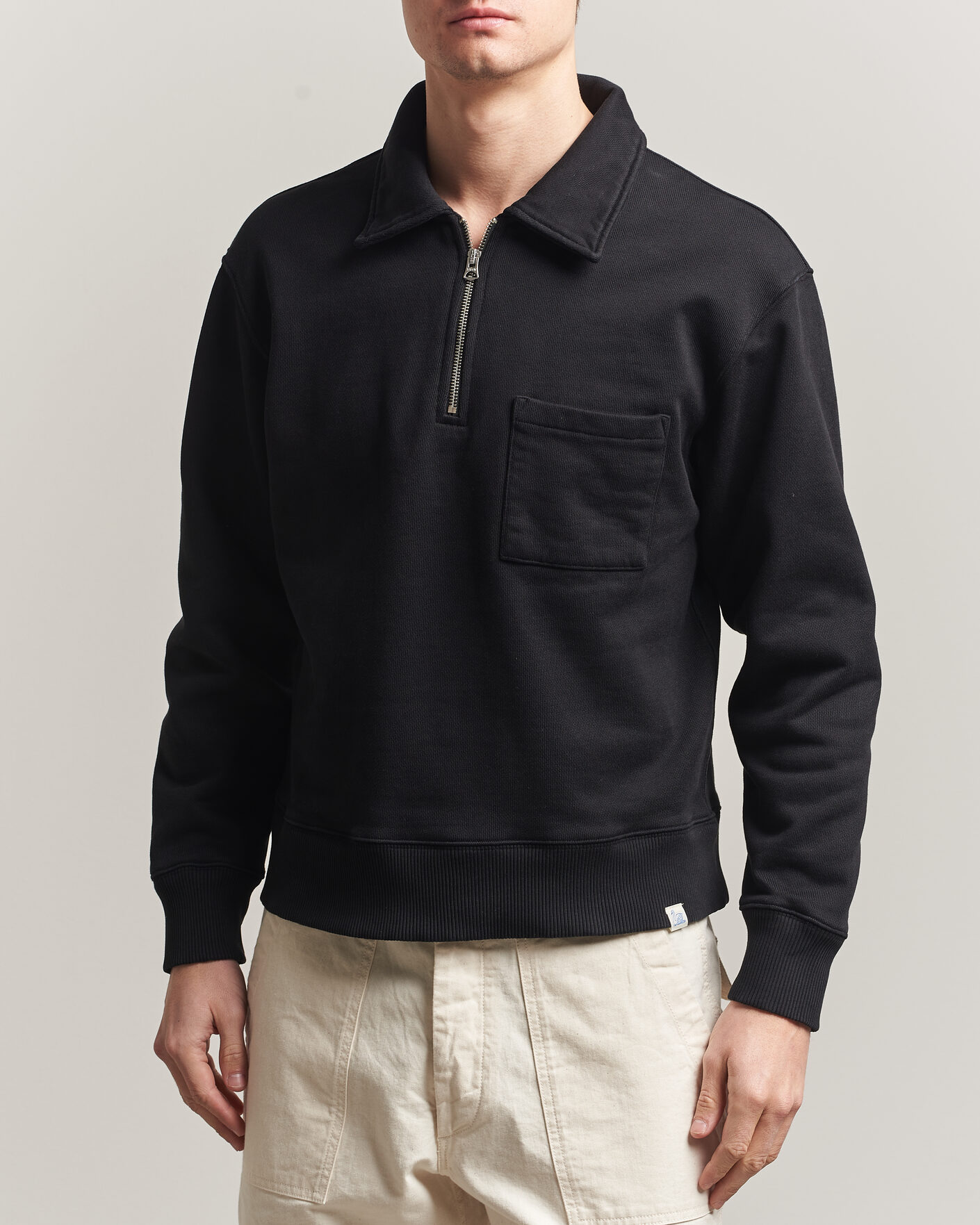 Hombres | Jerséis y prendas de punto | Merz b. Schwanen | Classic Fit Authentic Fleece Half Zip Black