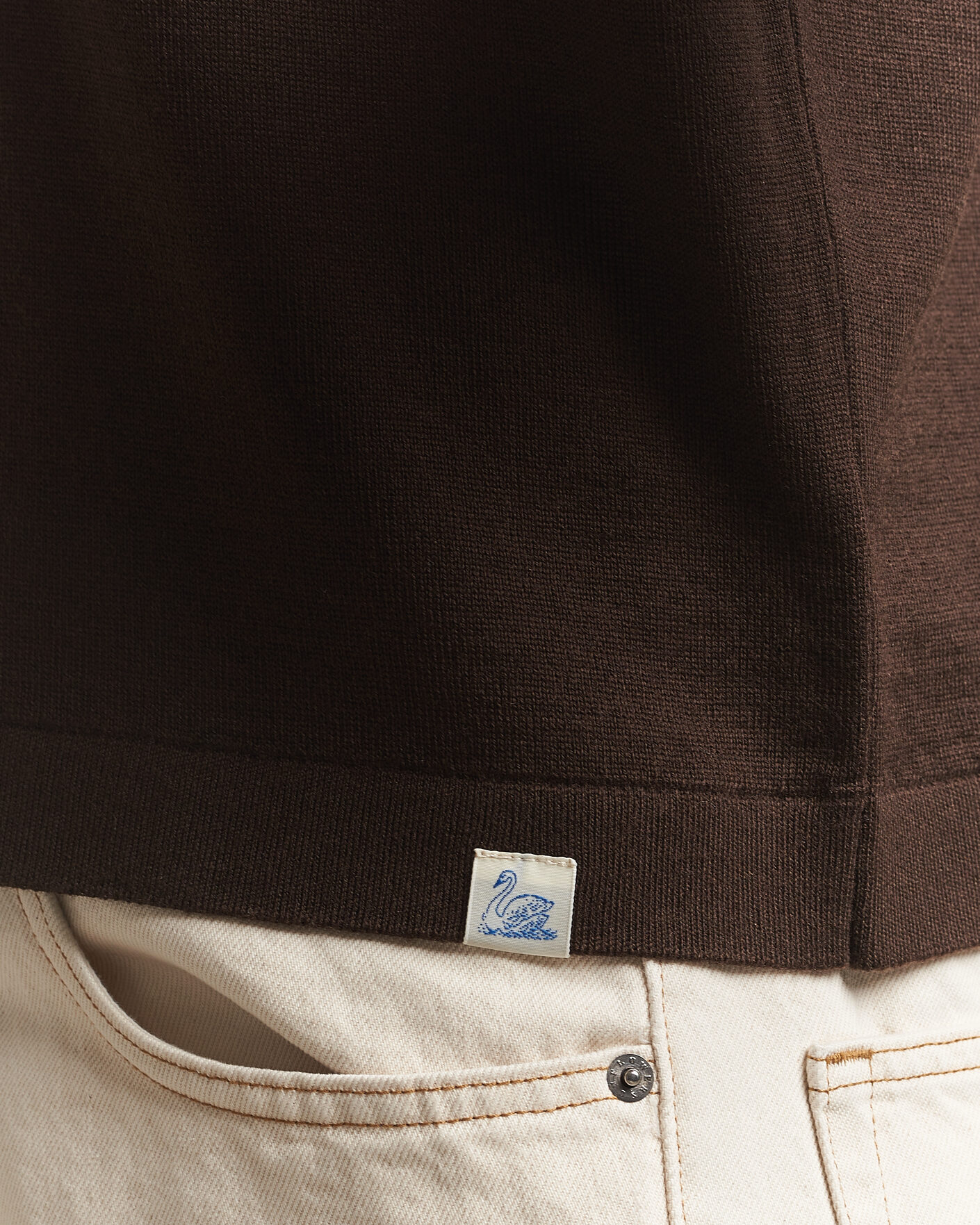 Hombres | Polos | Merz b. Schwanen | Relaxed Fit Merino Knitted Polo Coffee