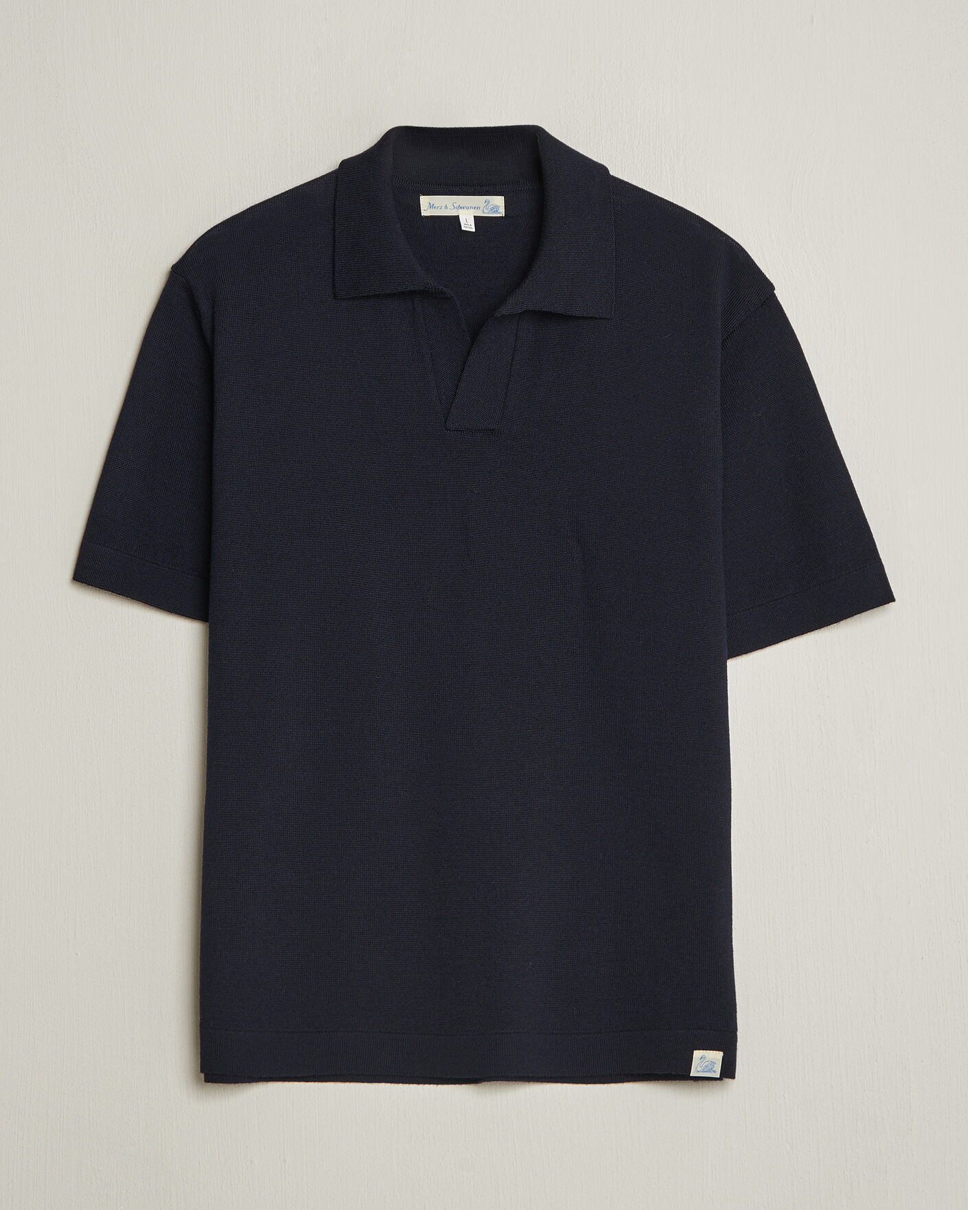 Hombres | Polos | Merz b. Schwanen | Relaxed Fit Merino Knitted Polo Dark Navy