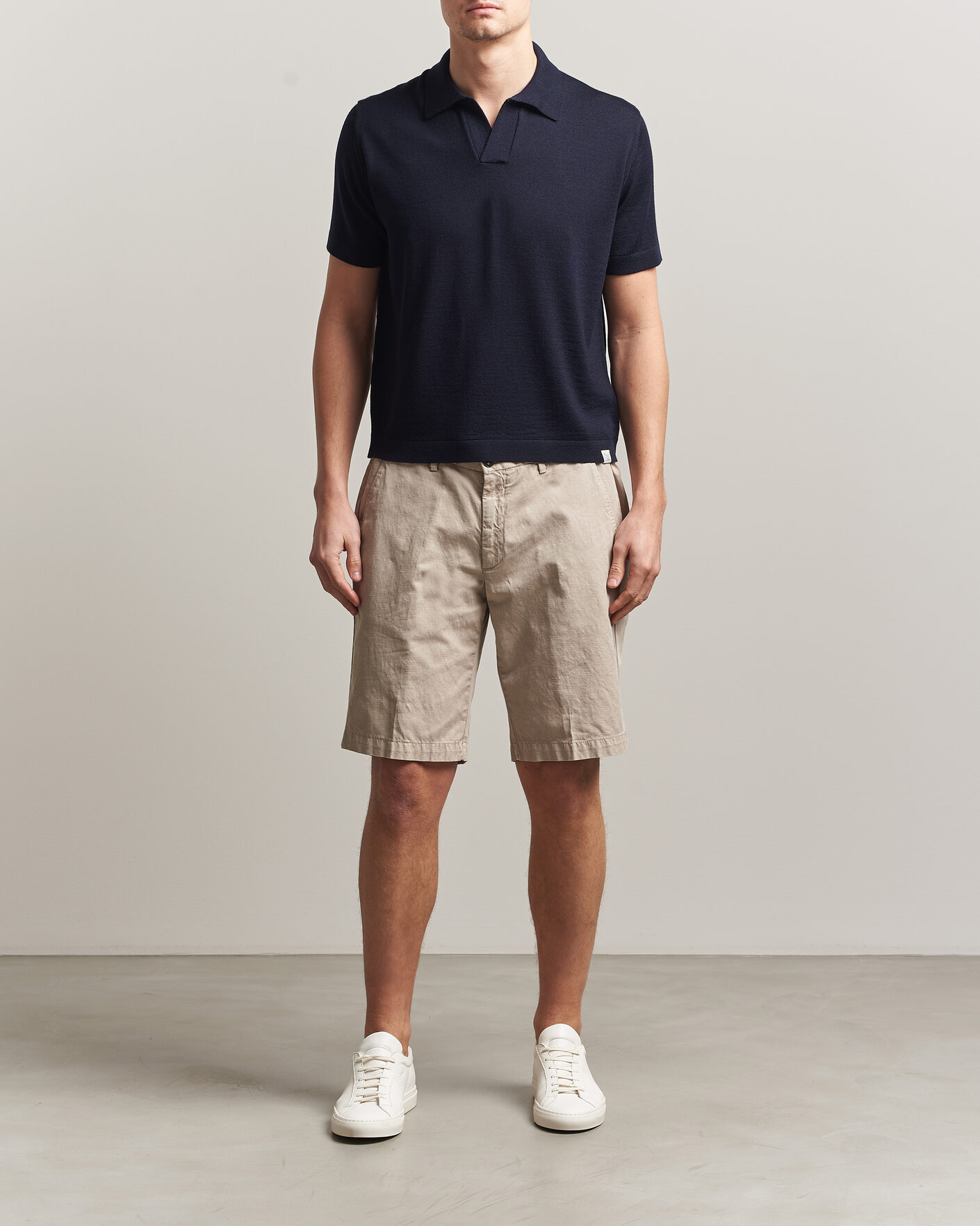 Hombres | Polos | Merz b. Schwanen | Relaxed Fit Merino Knitted Polo Dark Navy