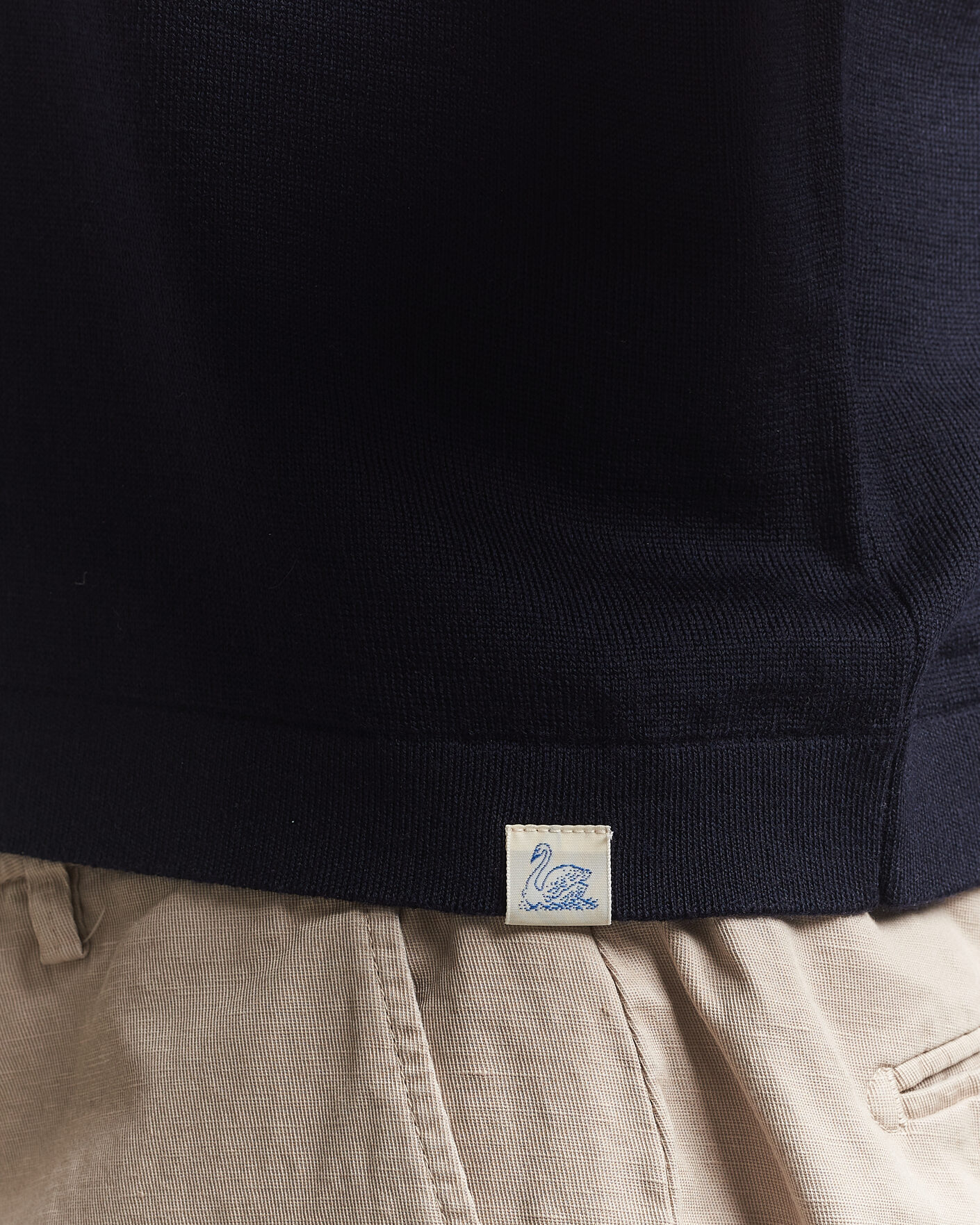 Hombres | Polos | Merz b. Schwanen | Relaxed Fit Merino Knitted Polo Dark Navy