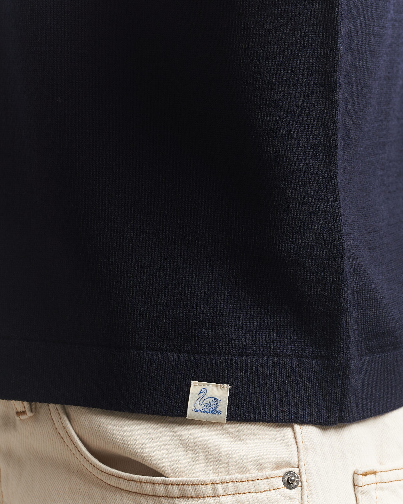 Hombres | Camisetas | Merz b. Schwanen | Relaxed Fit Merino Knitted T-Shirt Dark Navy