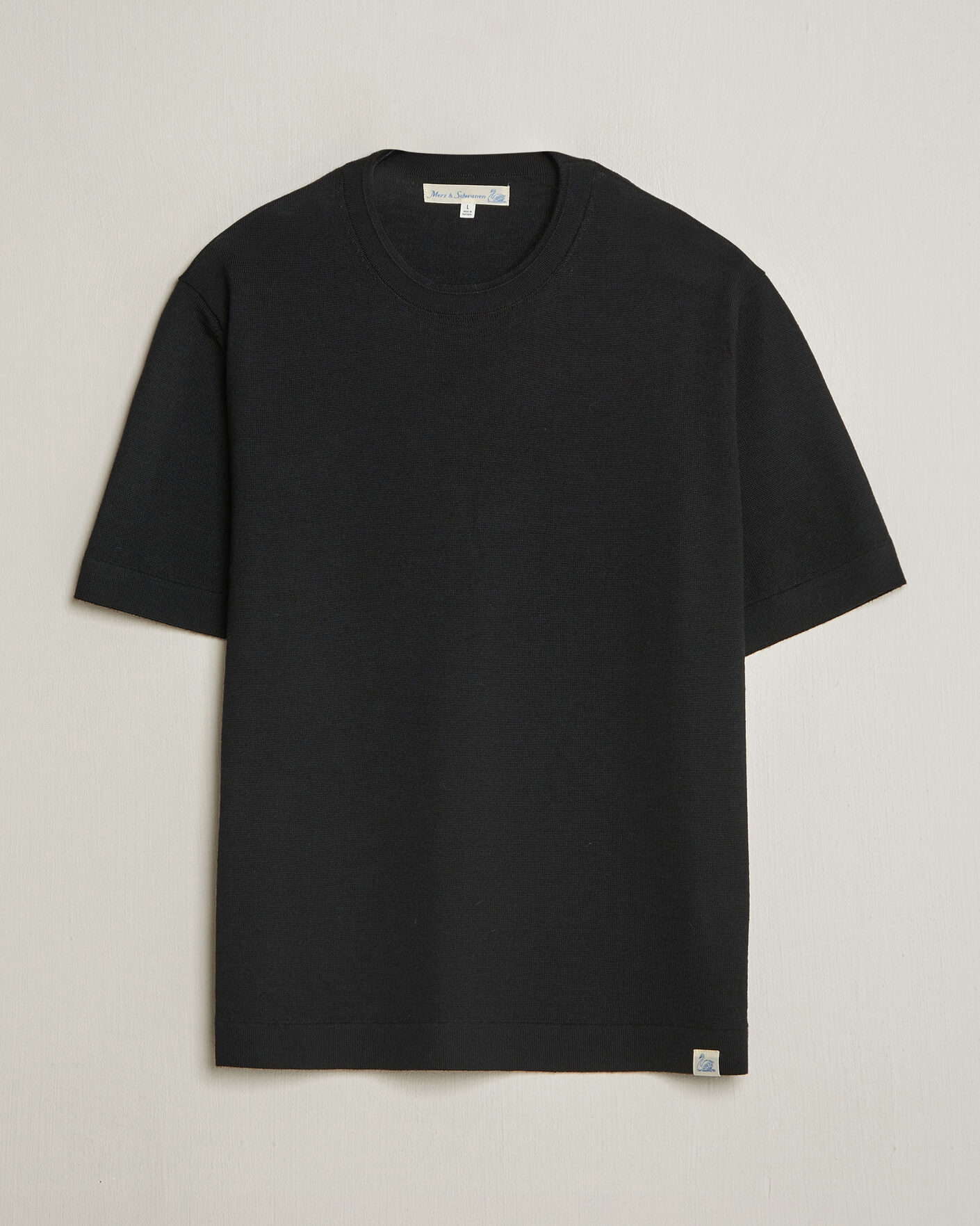 Hombres | Camisetas | Merz b. Schwanen | Relaxed Fit Merino Knitted T-Shirt Black