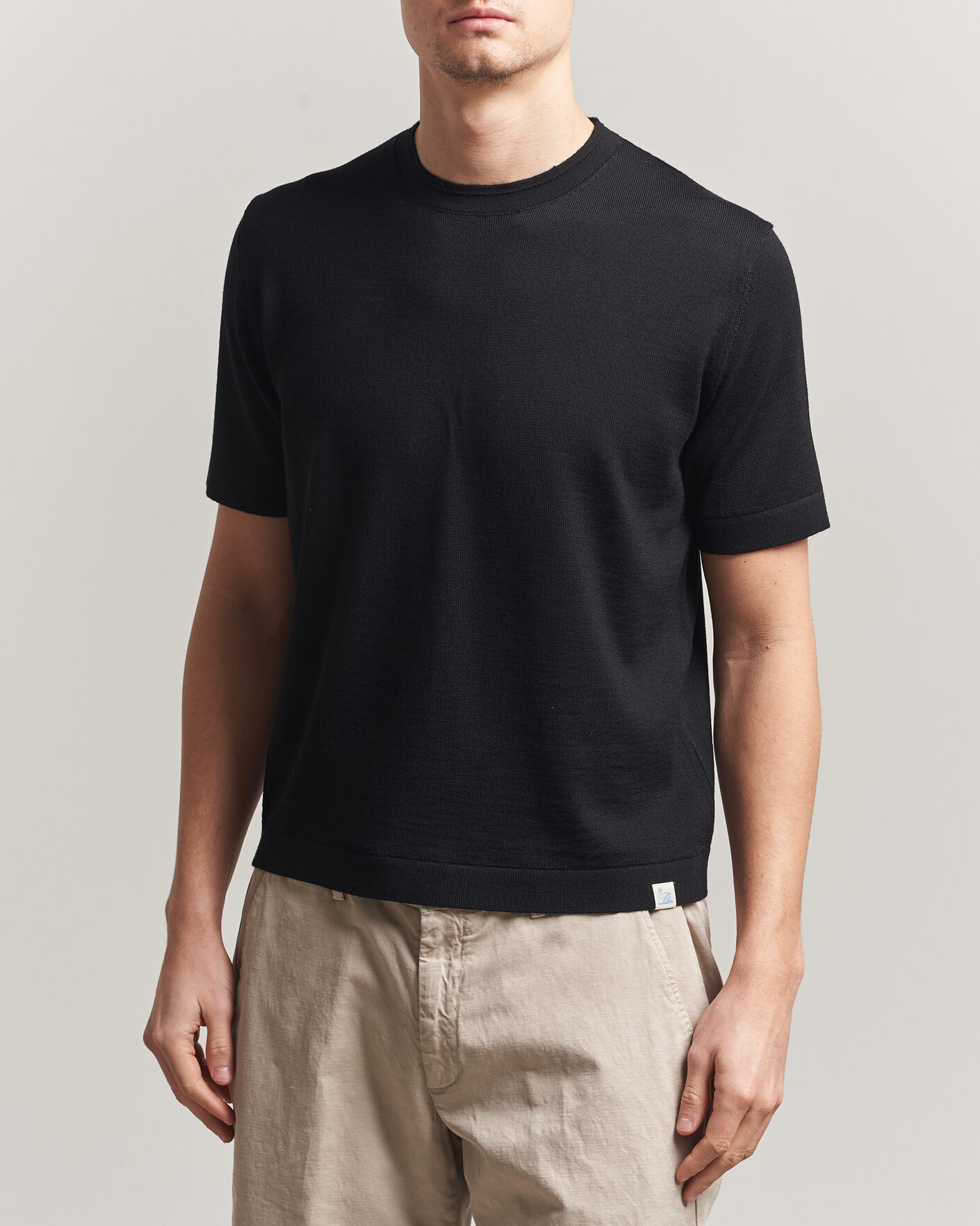 Hombres | Camisetas | Merz b. Schwanen | Relaxed Fit Merino Knitted T-Shirt Black