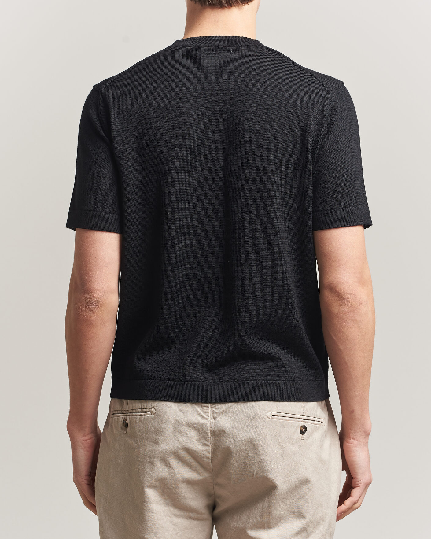 Hombres | Camisetas | Merz b. Schwanen | Relaxed Fit Merino Knitted T-Shirt Black