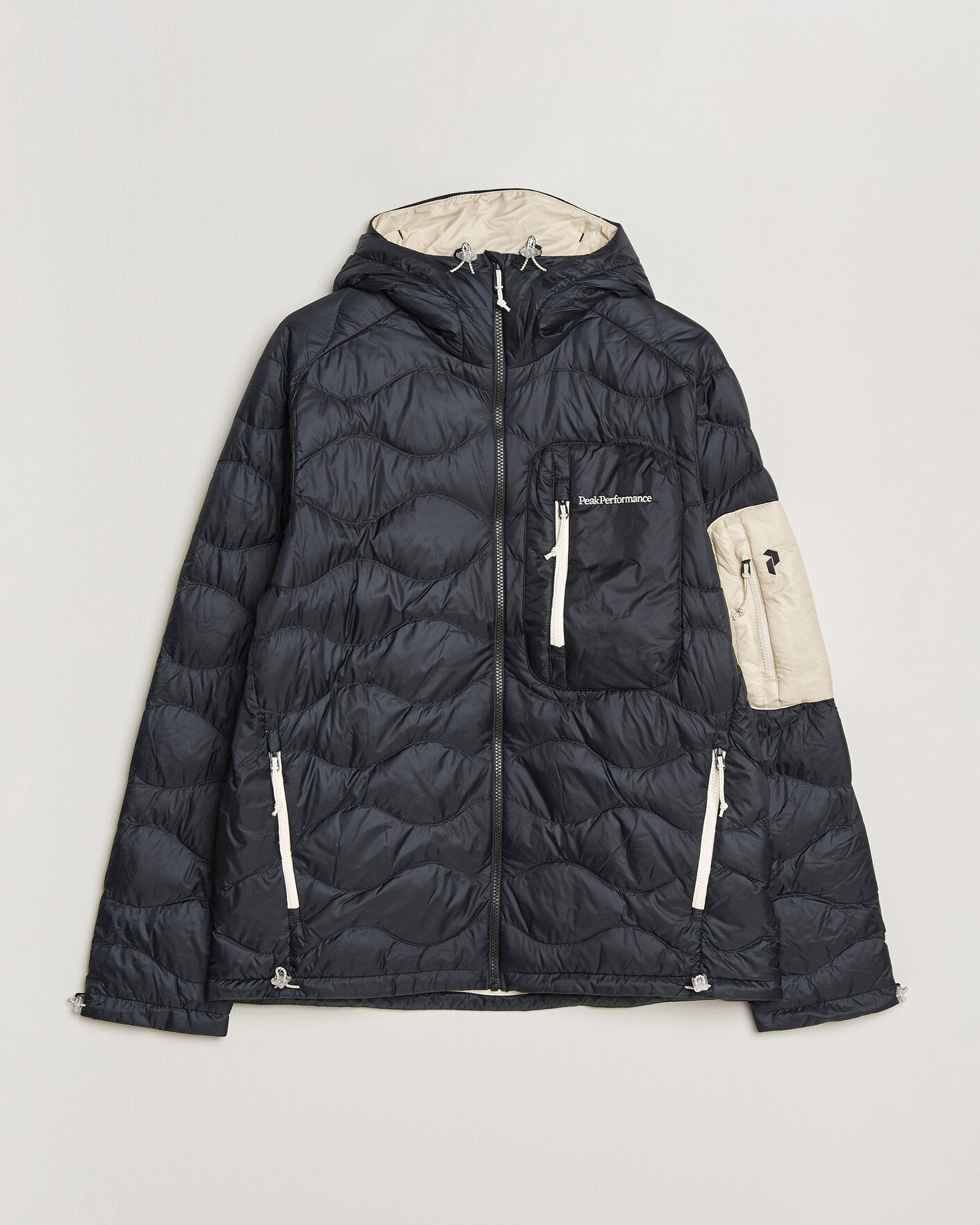 Hombres | Abrigos y chaquetas | Peak Performance | Helium Utility Down Hooded Jacket Black/Sand Fog