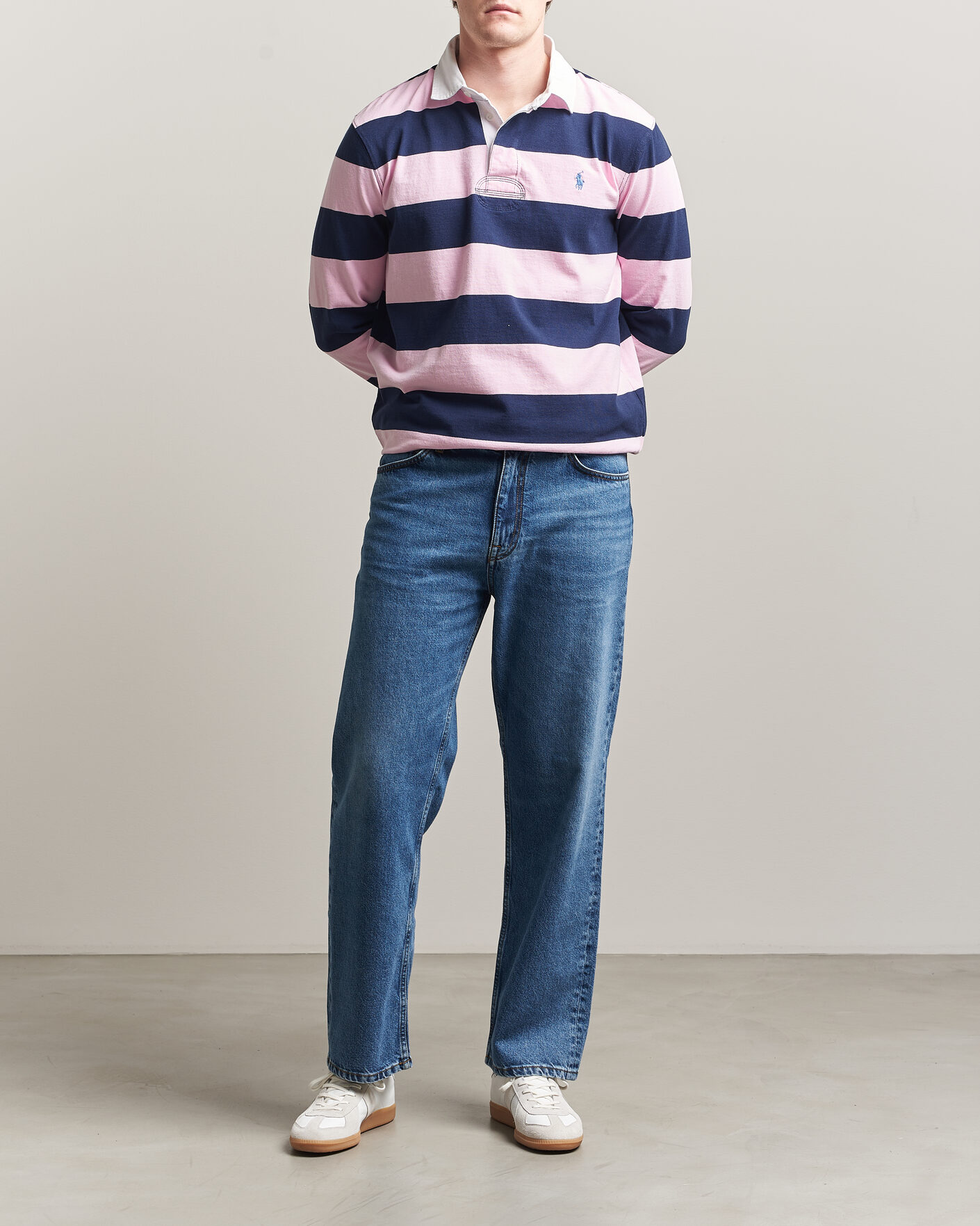 Hombres | Jerséis y prendas de punto | Polo Ralph Lauren | Jersey Striped Rugger Carmel Pink/Newport Navy