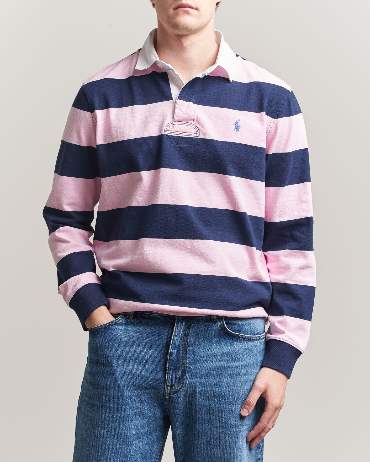 Hombres | Jerséis y prendas de punto | Polo Ralph Lauren | Jersey Striped Rugger Carmel Pink/Newport Navy
