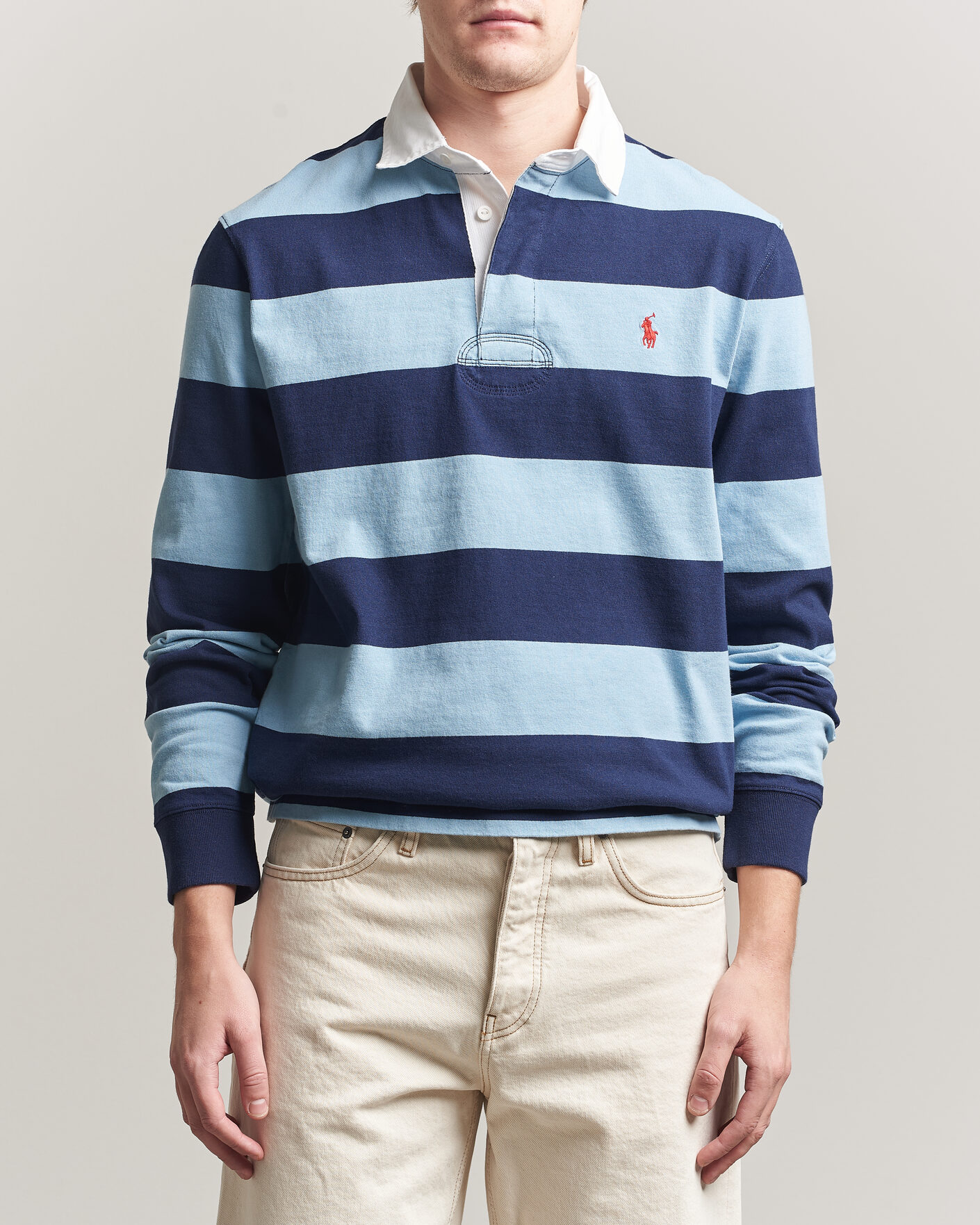 Hombres | Jerséis y prendas de punto | Polo Ralph Lauren | Jersey Striped Rugger Powder Blue/Newport Navy