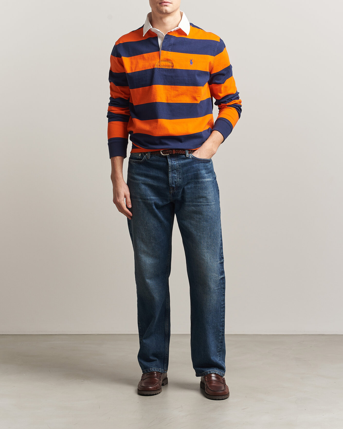 Hombres | Jerséis y prendas de punto | Polo Ralph Lauren | Jersey Striped Rugger Sailing Orange/Newport Navy