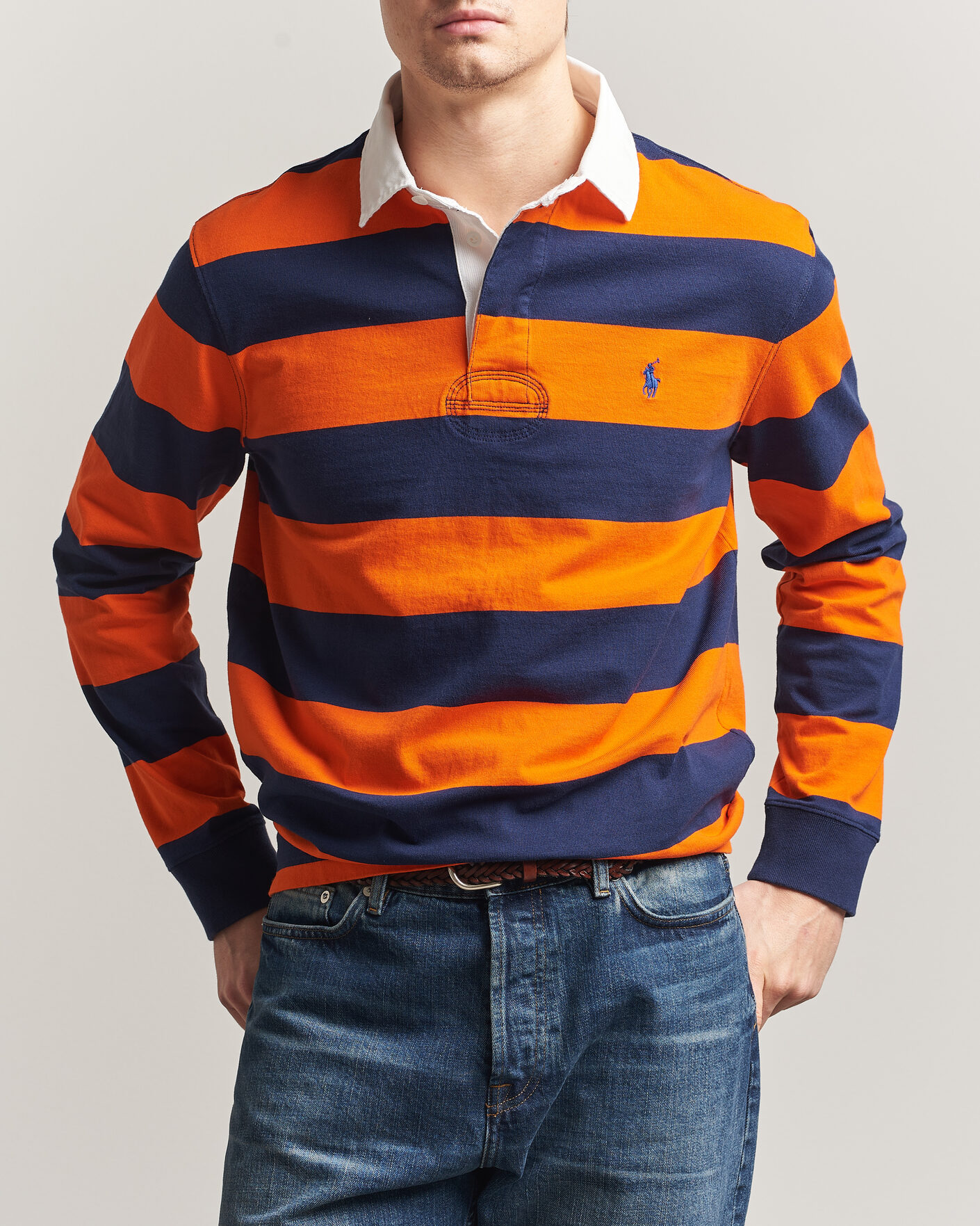 Hombres | Jerséis y prendas de punto | Polo Ralph Lauren | Jersey Striped Rugger Sailing Orange/Newport Navy