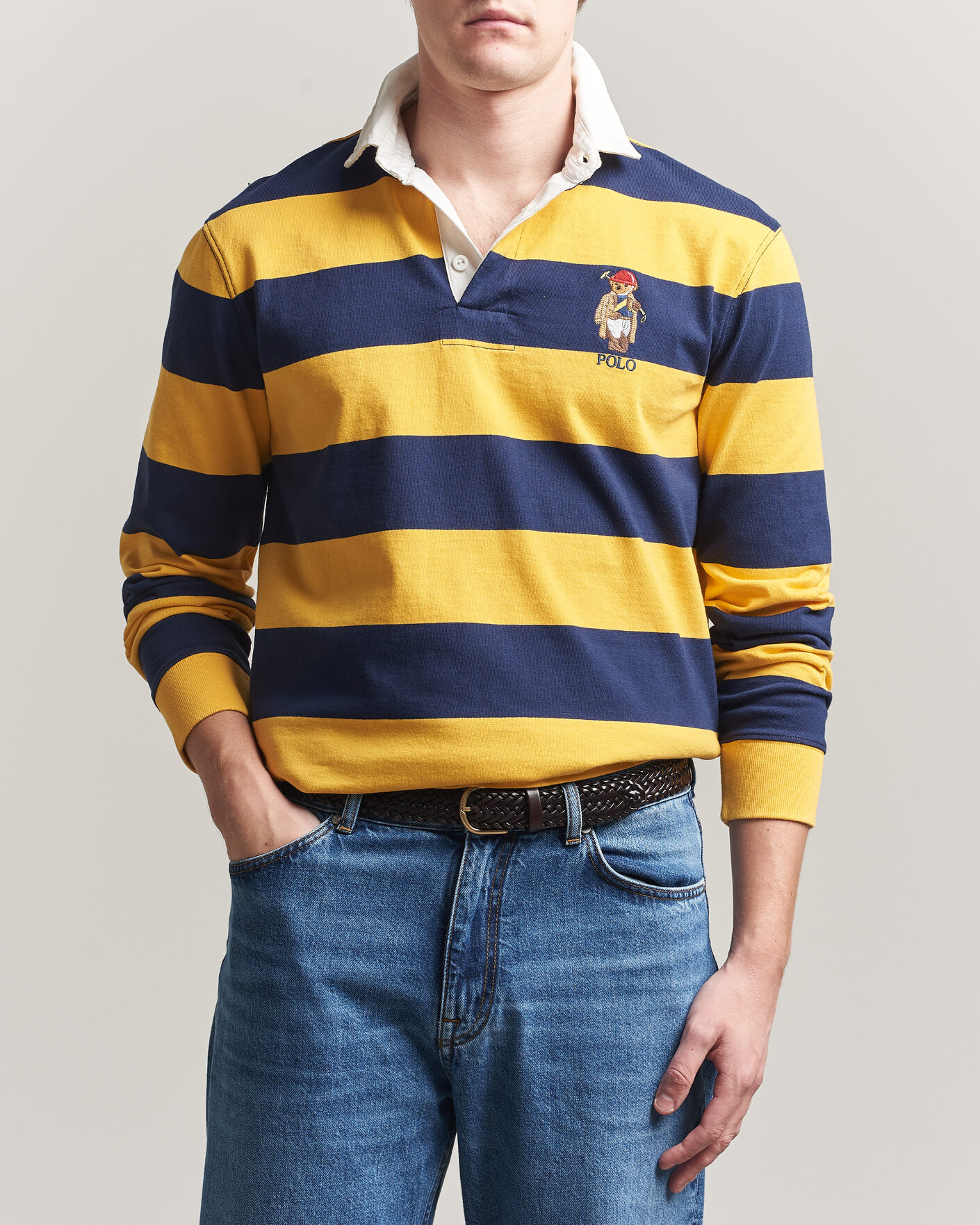 Hombres | Jerséis y prendas de punto | Polo Ralph Lauren | Jersey Striped Rugger Newport Navy/Gold