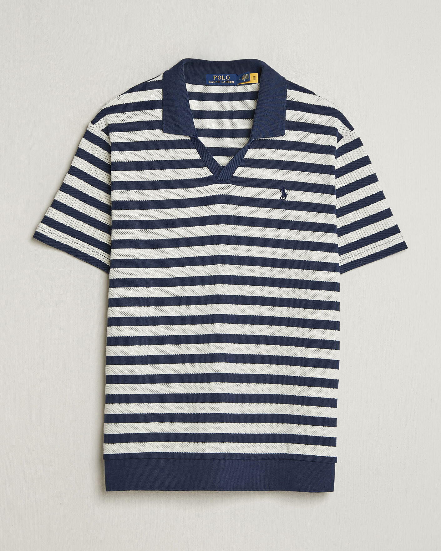 Hombres | Polos | Polo Ralph Lauren | Cotton Texture Striped Polo Newport Navy/Cream