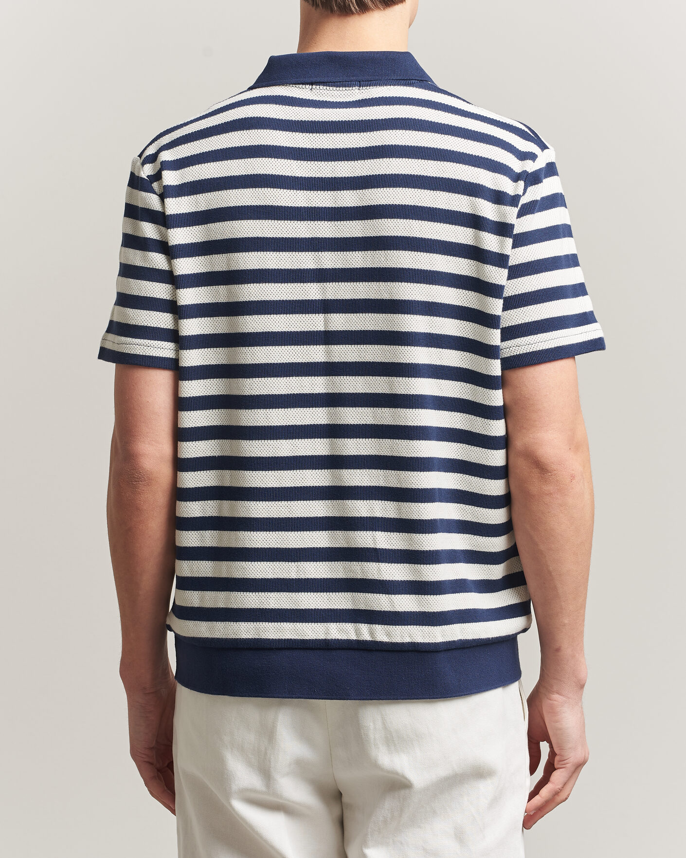Hombres | Polos | Polo Ralph Lauren | Cotton Texture Striped Polo Newport Navy/Cream