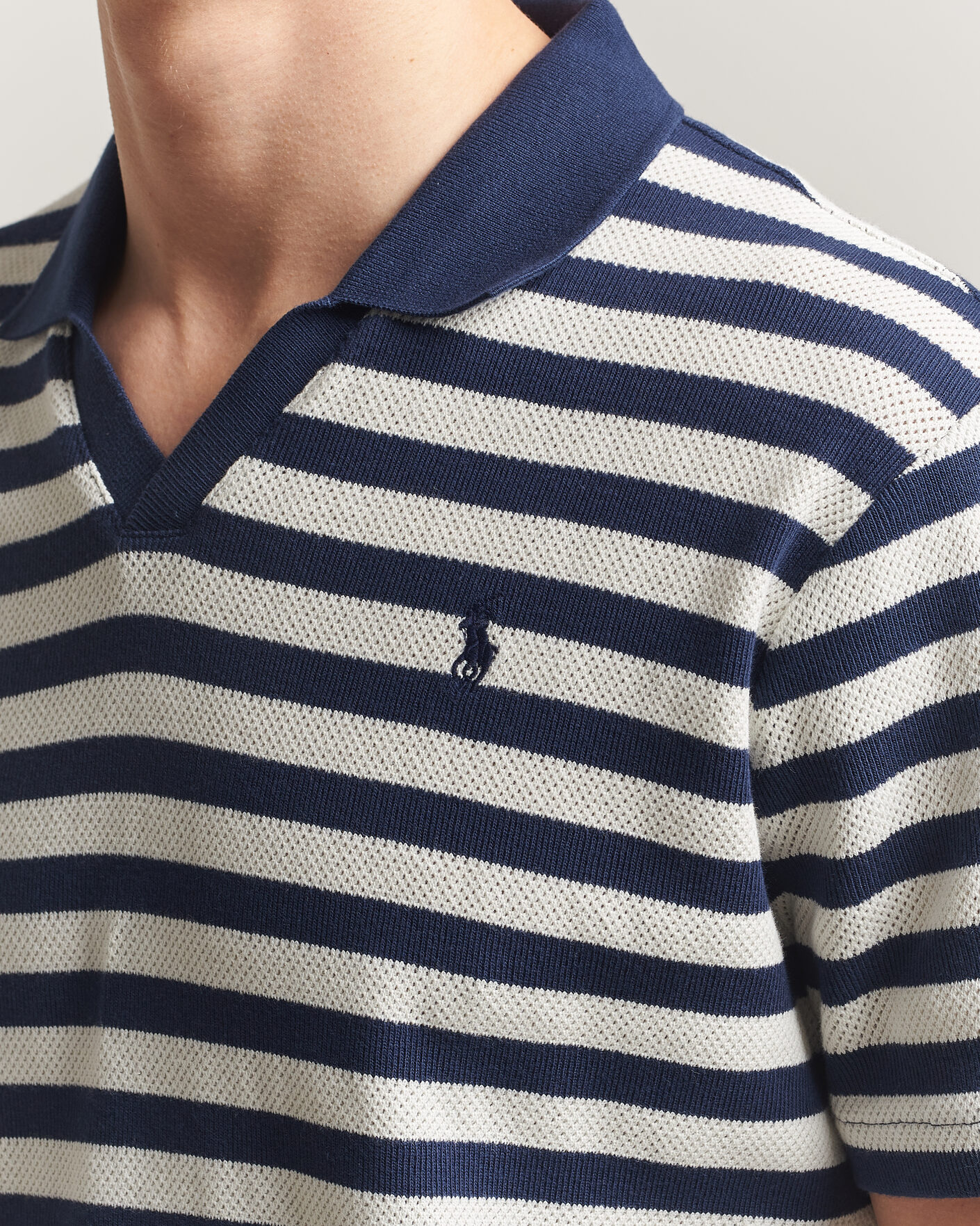 Hombres | Polos | Polo Ralph Lauren | Cotton Texture Striped Polo Newport Navy/Cream