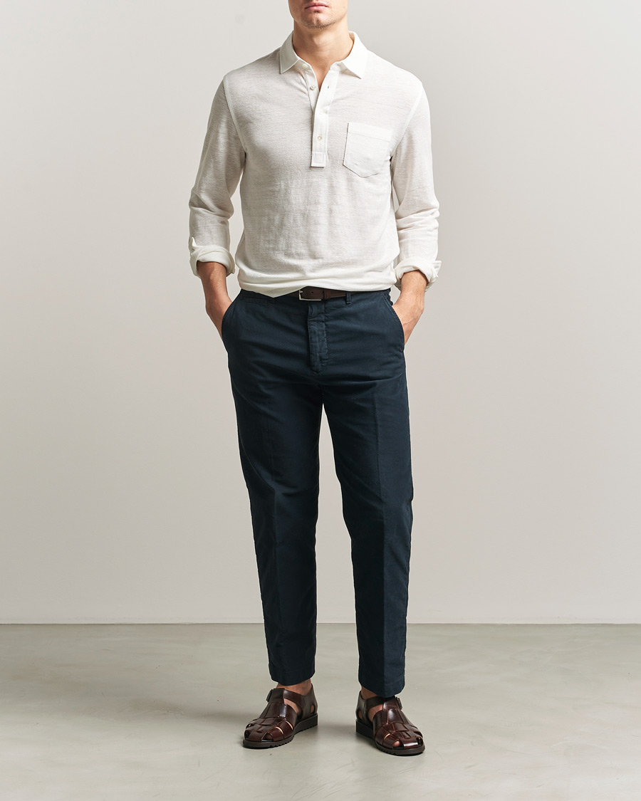 Hombres | Polos | Polo Ralph Lauren | Long Sleeve Linen Polo Deckwash White