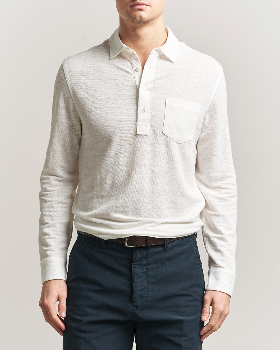 Hombres | Polos | Polo Ralph Lauren | Long Sleeve Linen Polo Deckwash White