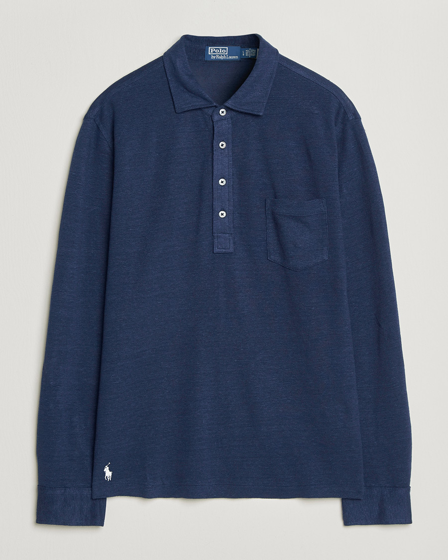 Hombres | Polos | Polo Ralph Lauren | Long Sleeve Linen Polo Newport Navy