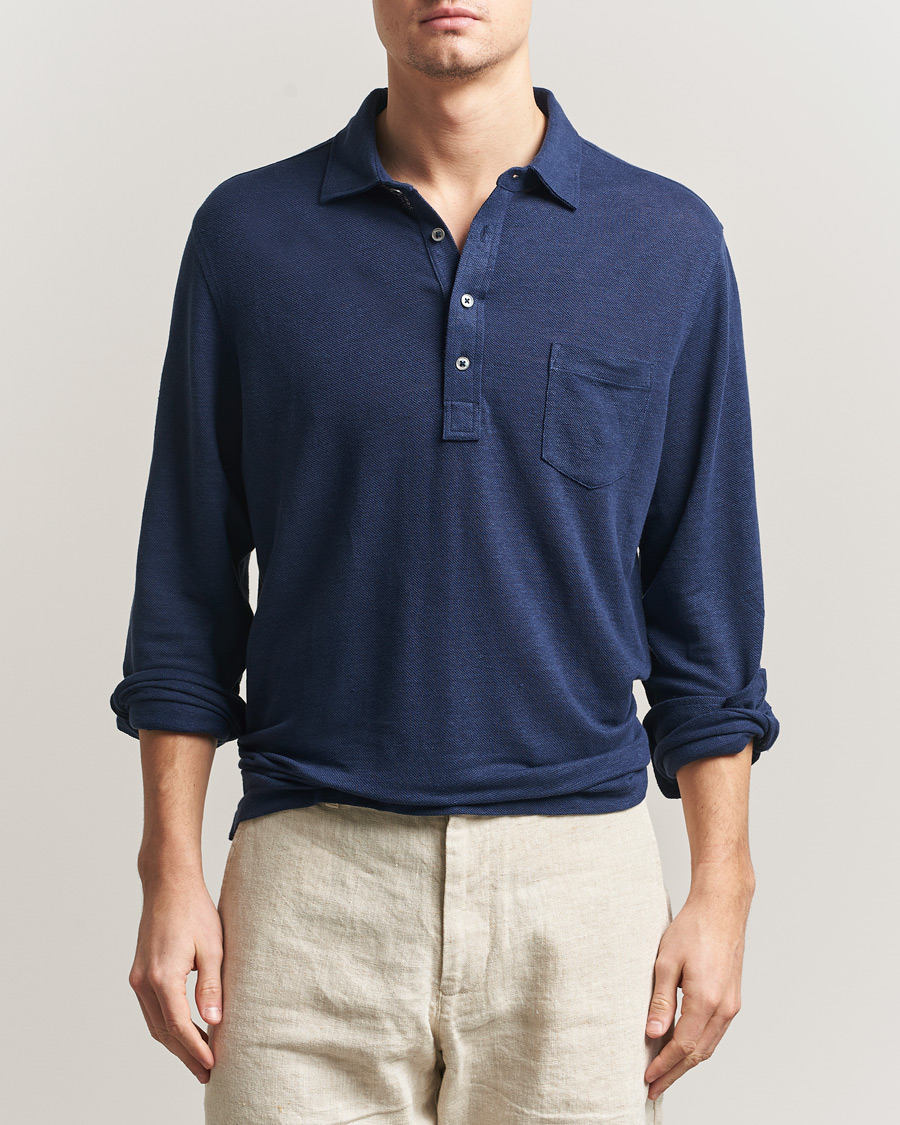 Hombres | Polos | Polo Ralph Lauren | Long Sleeve Linen Polo Newport Navy