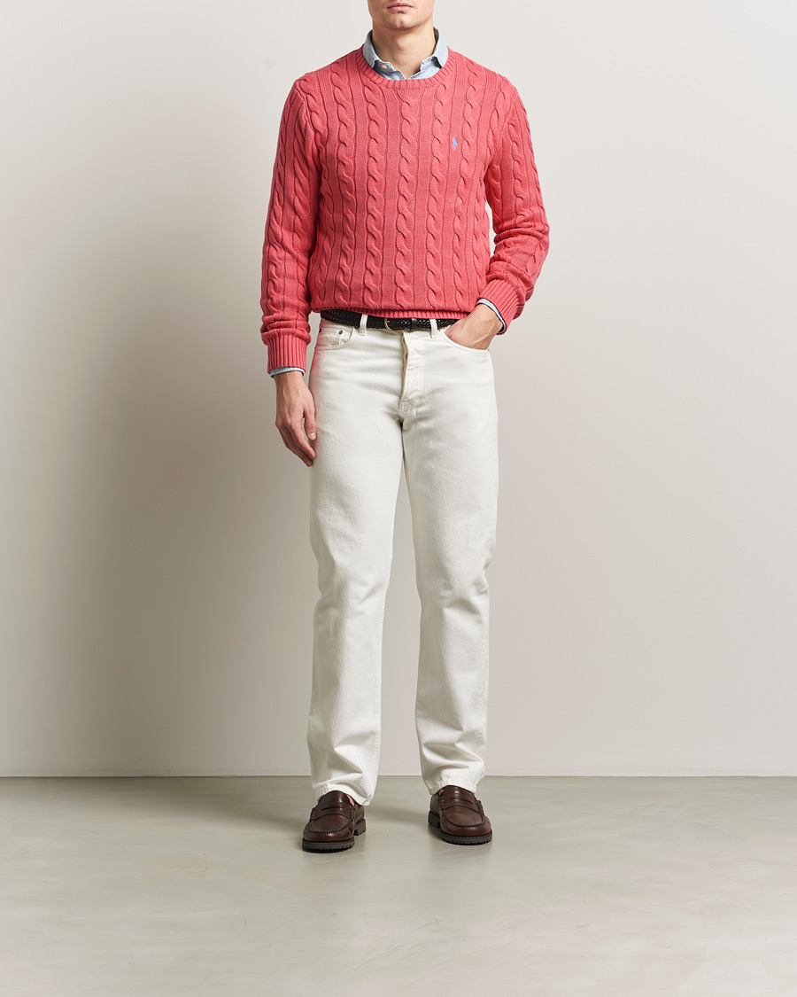Hombres | Jerséis y prendas de punto | Polo Ralph Lauren | Cotton Cable Pullover Pale Red
