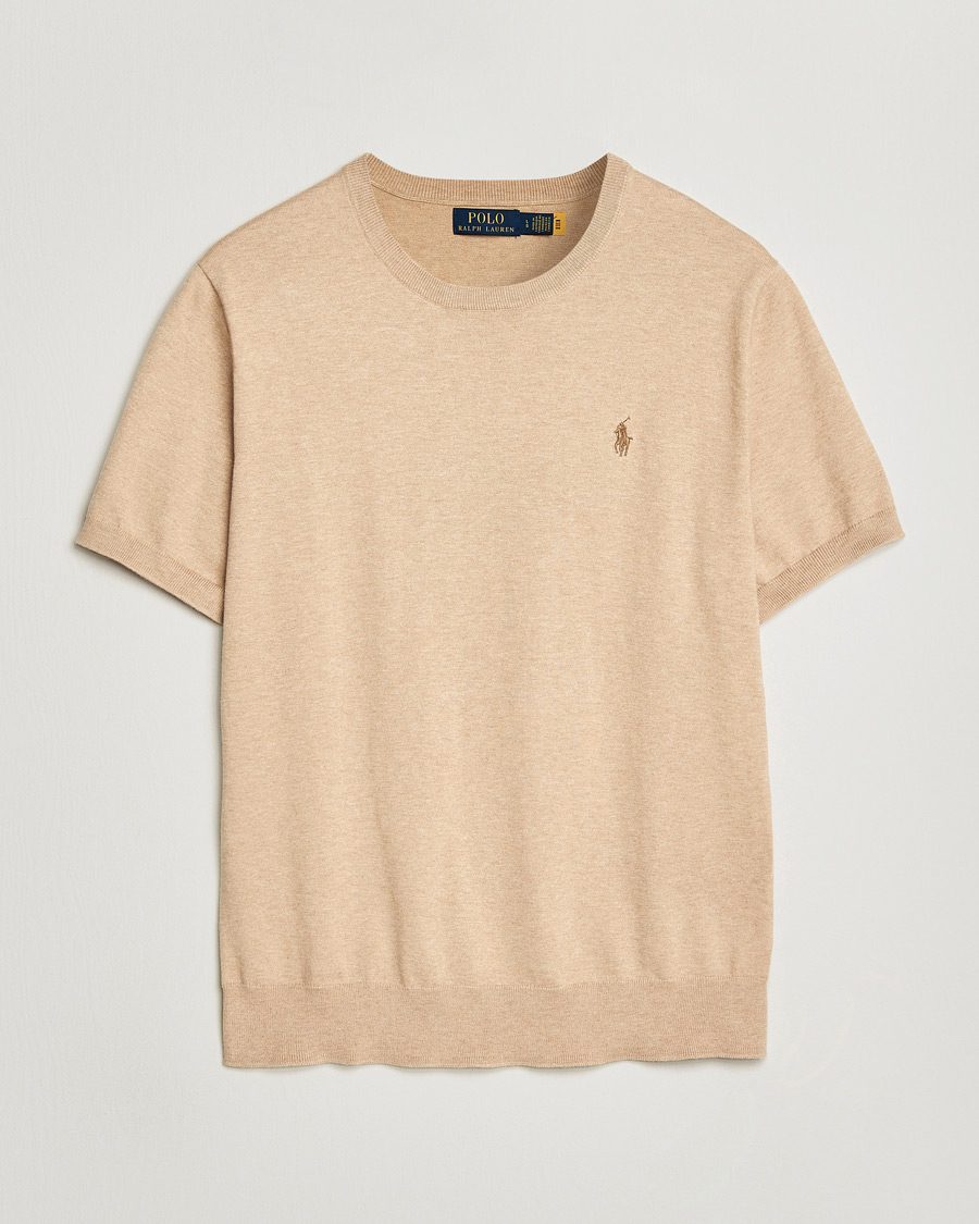 Hombres | Camisetas | Polo Ralph Lauren | Knitted Short Sleeve T-Shirt Camel Melange