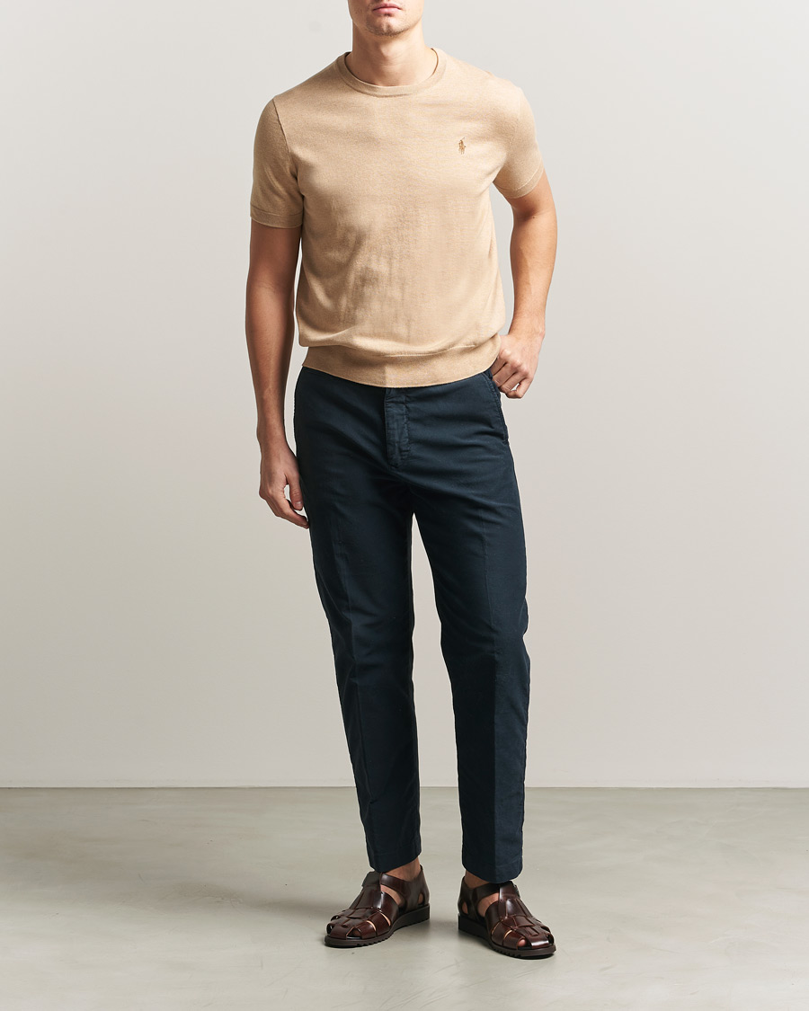 Hombres | Camisetas | Polo Ralph Lauren | Knitted Short Sleeve T-Shirt Camel Melange