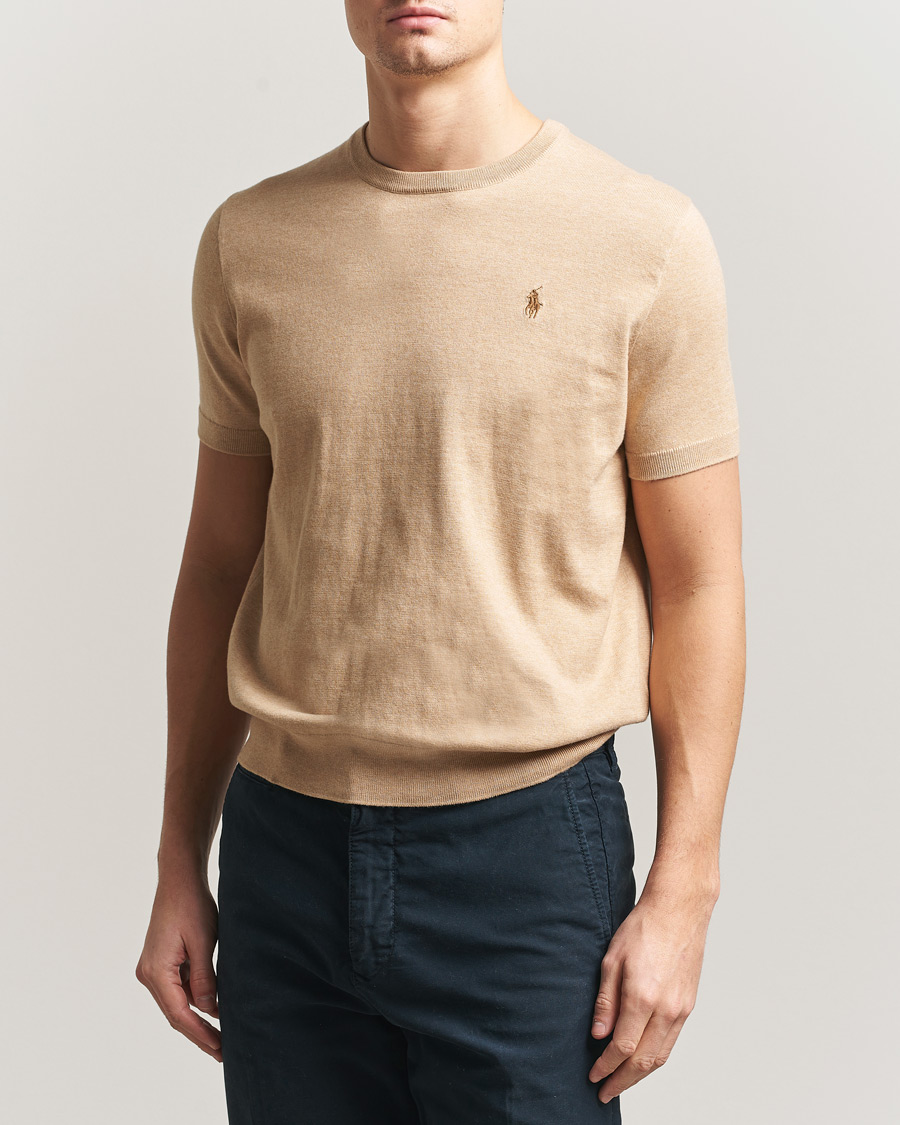 Hombres | Camisetas | Polo Ralph Lauren | Knitted Short Sleeve T-Shirt Camel Melange