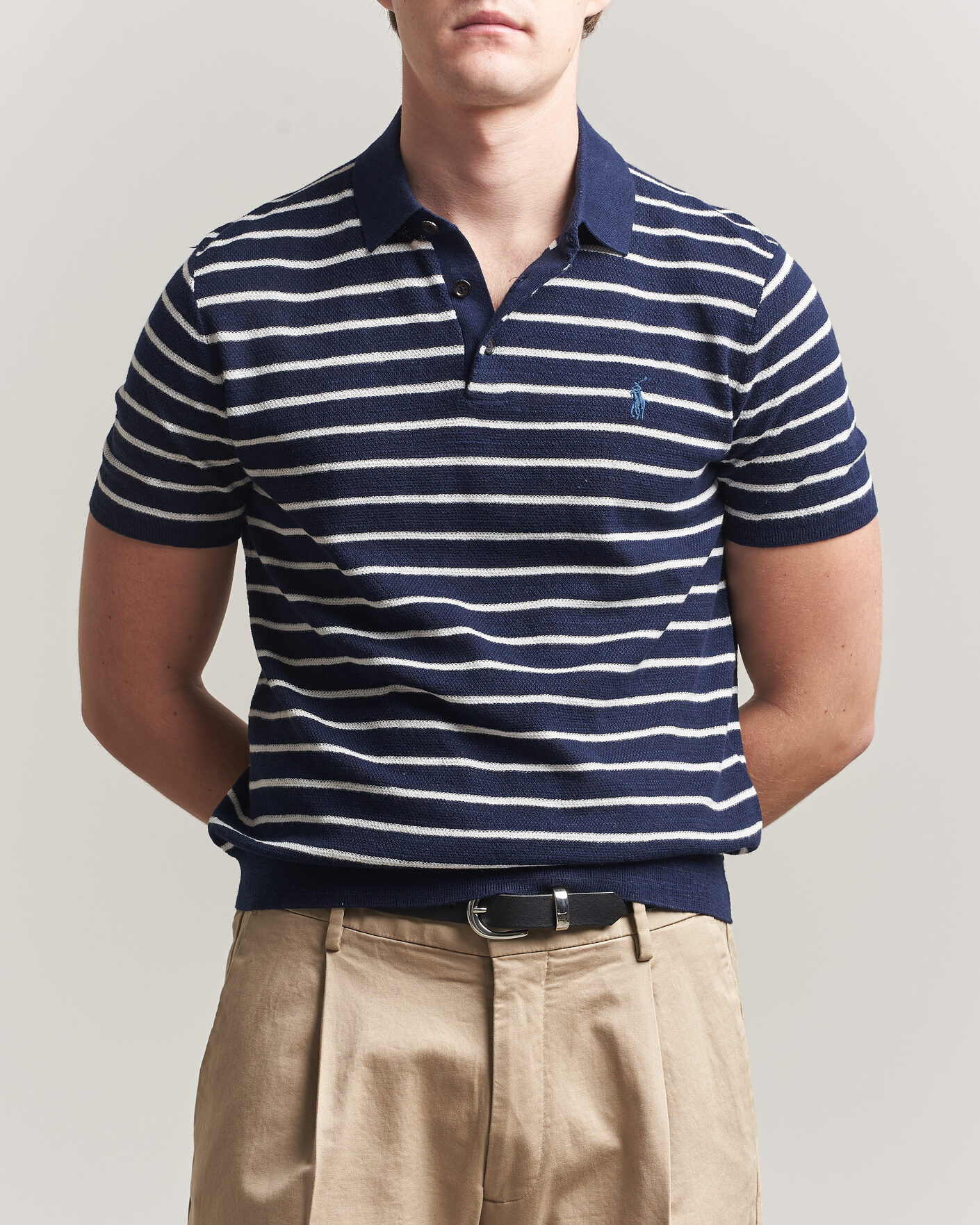 Hombres | Polos | Polo Ralph Lauren | Cotton Blend Striped Polo Bright Navy Combo