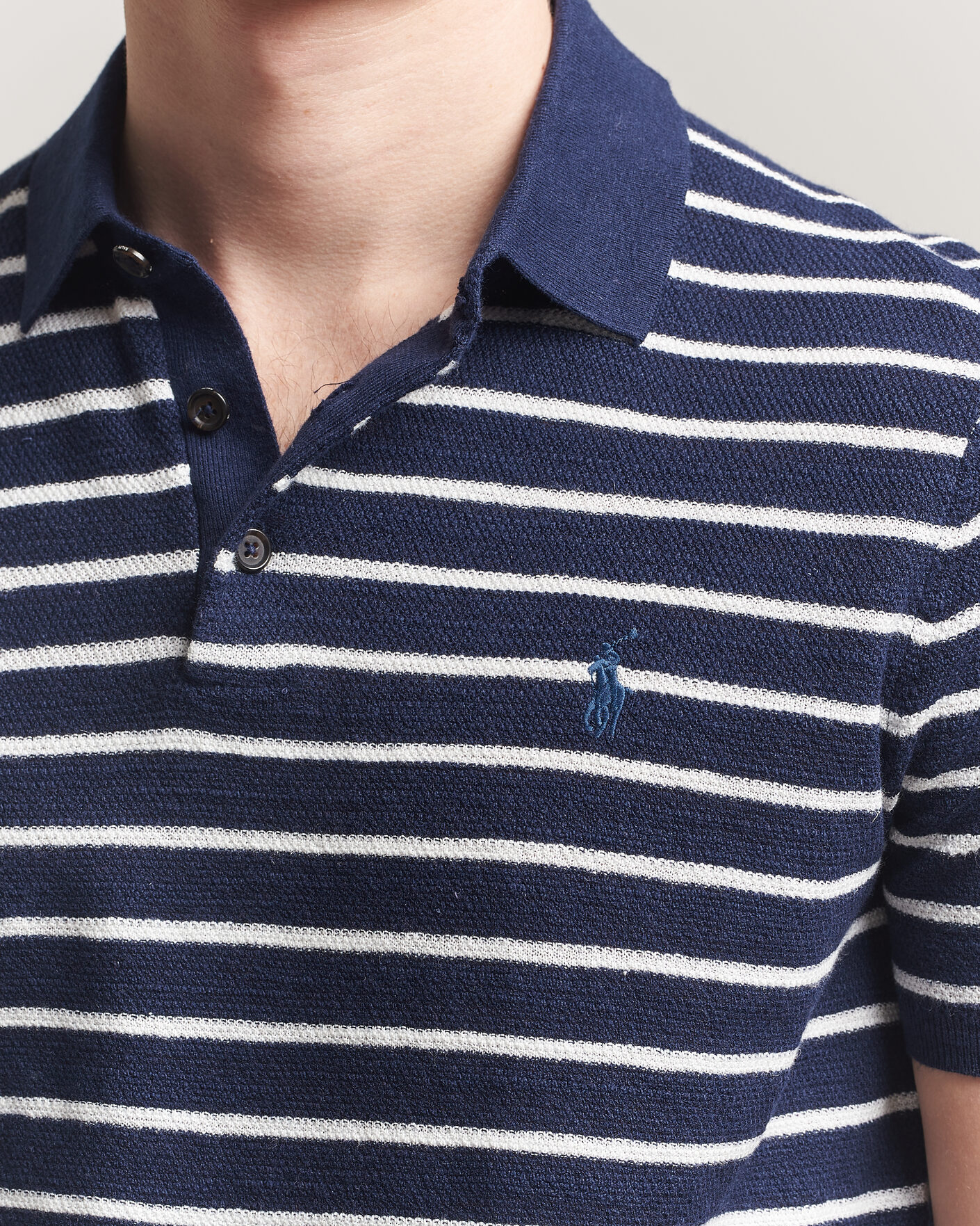 Hombres | Polos | Polo Ralph Lauren | Cotton Blend Striped Polo Bright Navy Combo