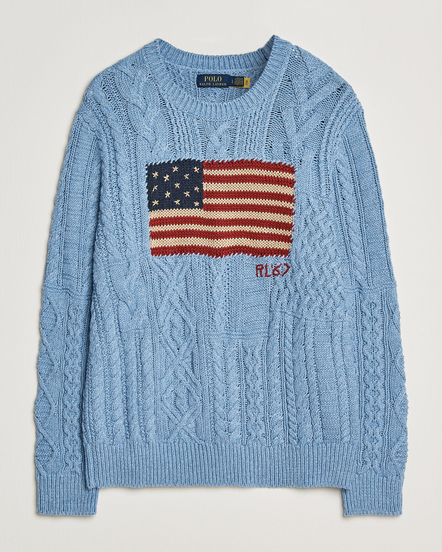 Hombres | Jerséis y prendas de punto | Polo Ralph Lauren | Cotton Flag Sweater Light Blue Combo