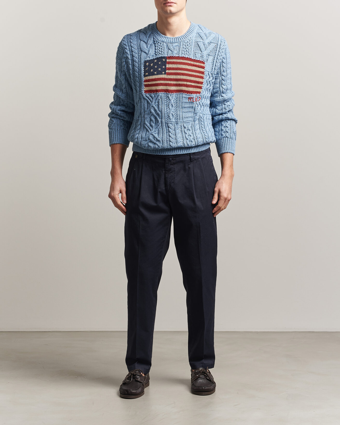 Hombres | Jerséis y prendas de punto | Polo Ralph Lauren | Cotton Flag Sweater Light Blue Combo