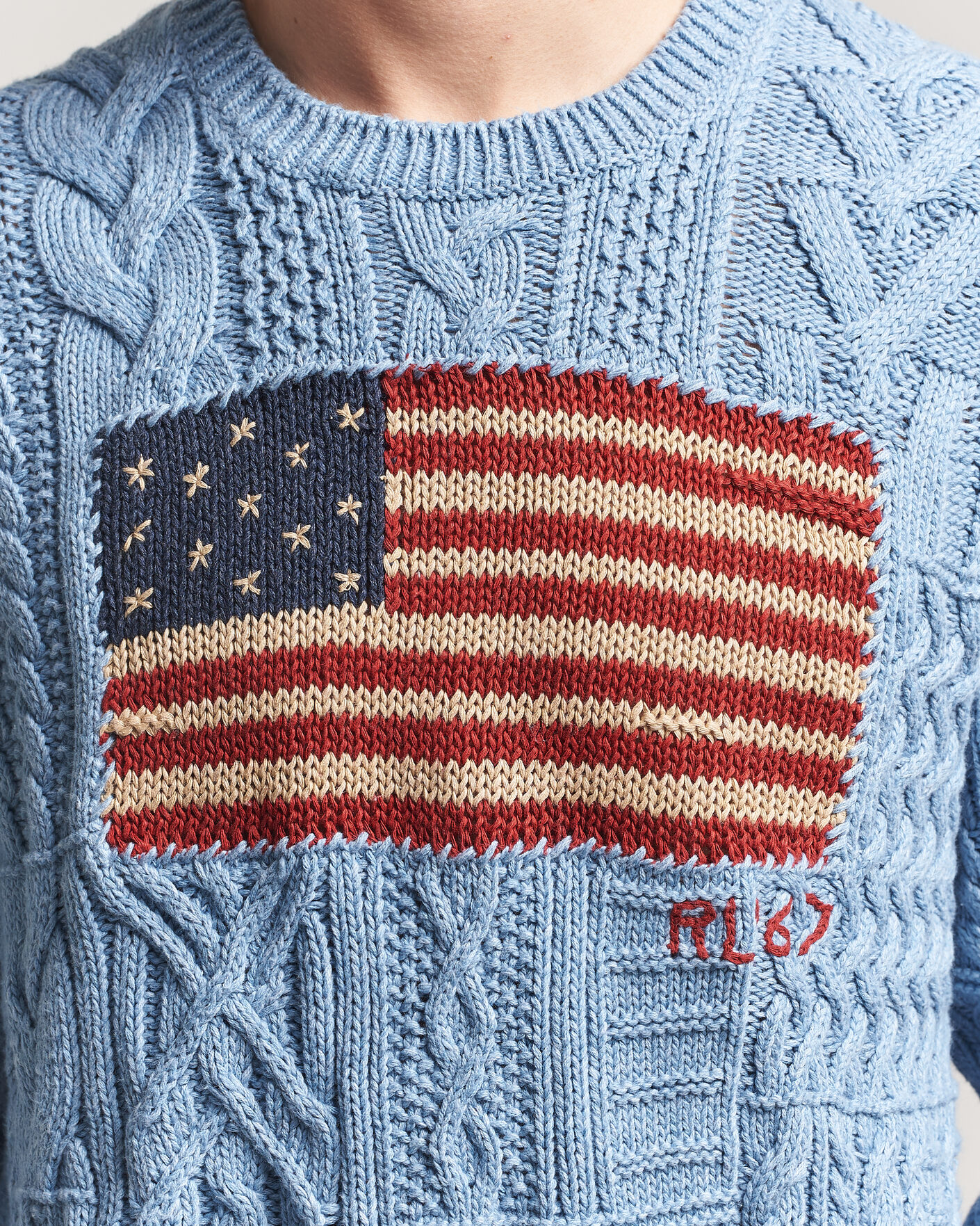 Hombres | Jerséis y prendas de punto | Polo Ralph Lauren | Cotton Flag Sweater Light Blue Combo