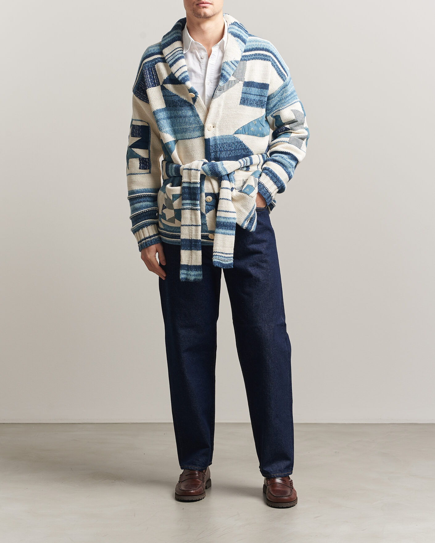 Hombres | Jerséis y prendas de punto | Polo Ralph Lauren | Cotton Linen Cardigan Cream Blue Combo