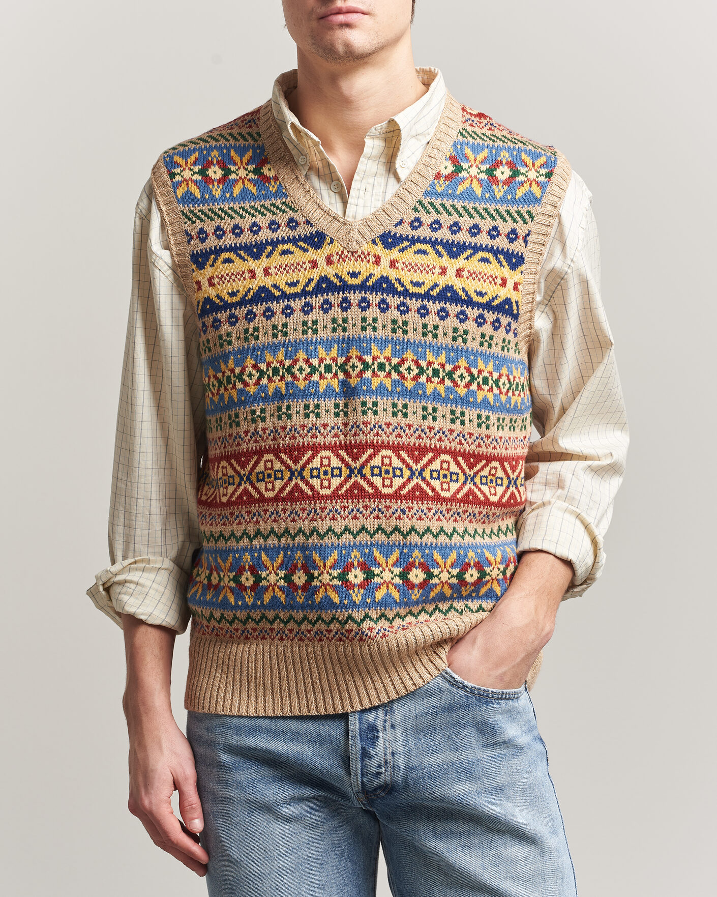 Hombres | Jerséis y prendas de punto | Polo Ralph Lauren | Cotton Linen Blend Vest Tan Combo