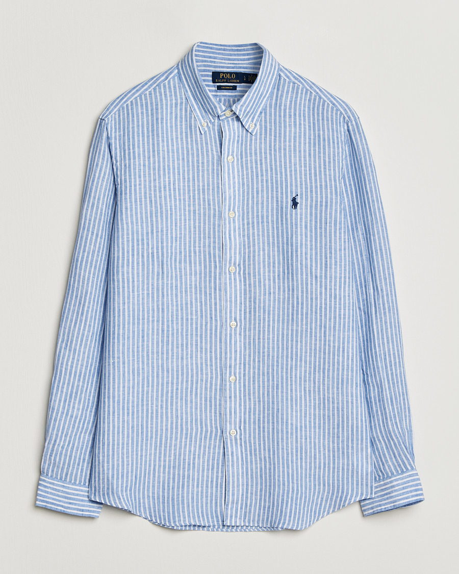 Hombres | Camisas | Polo Ralph Lauren | Custom Fit Linen Shirt Blue/White